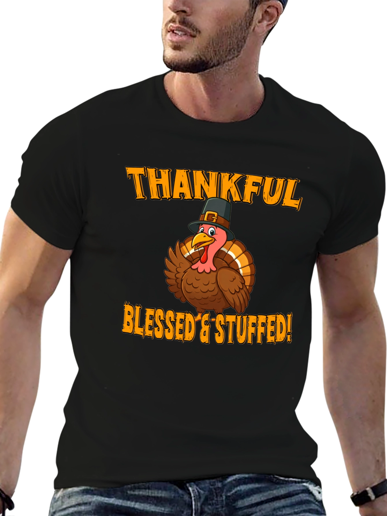 Thankful Blessed & Stuffed Turkey T-Shirt