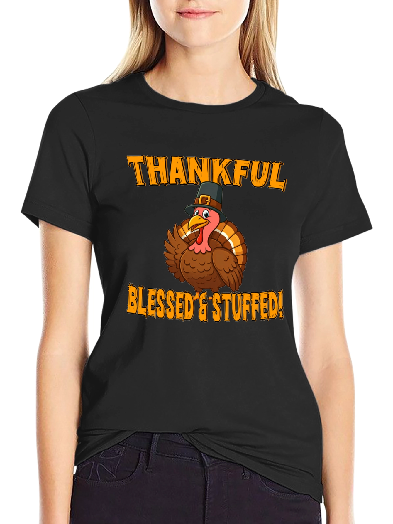 Thankful Blessed & Stuffed Turkey T-Shirt