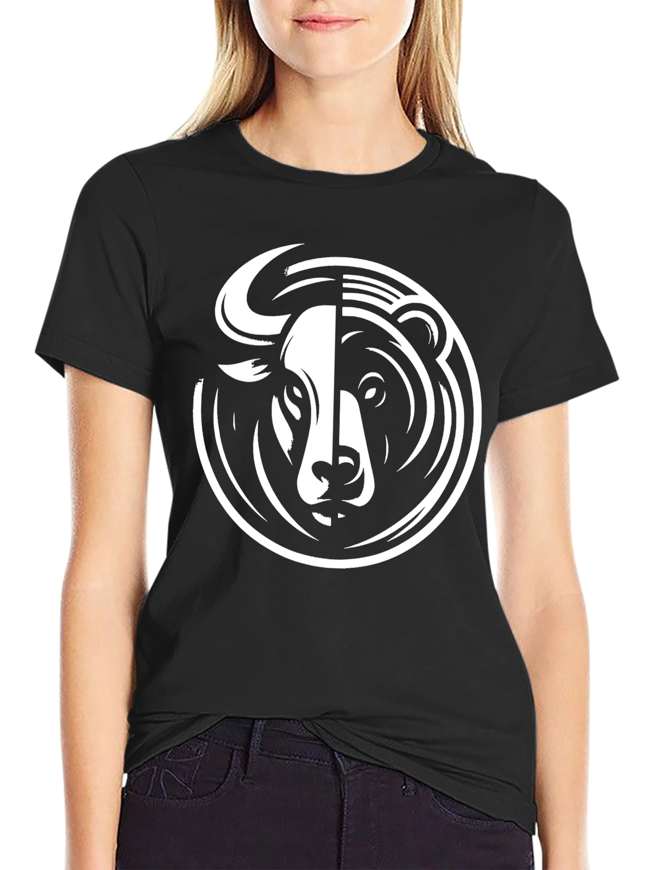 Bull and Bear Black Graphic Tee
