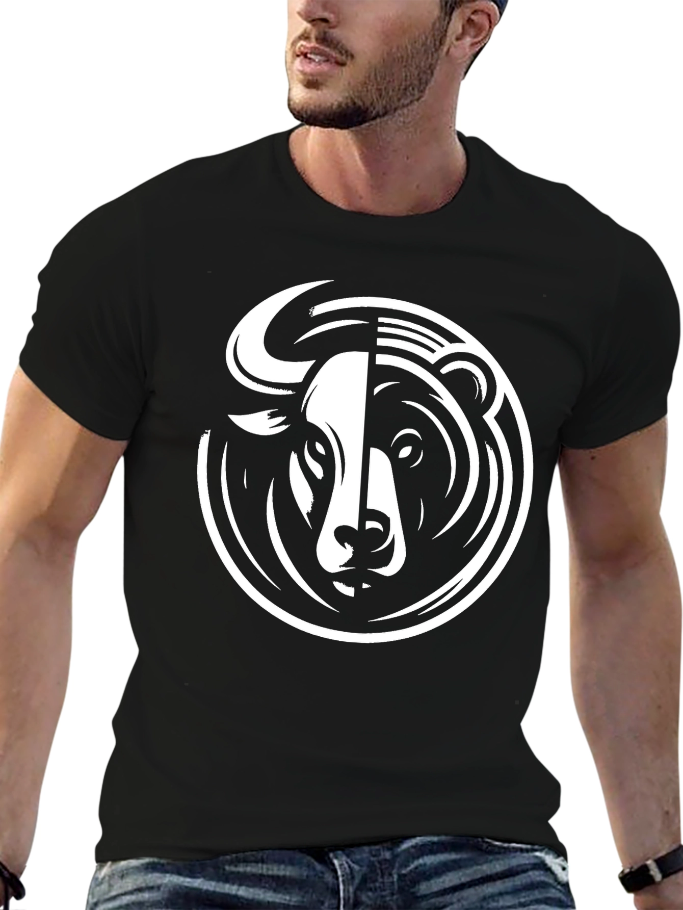 Bull and Bear Black Graphic Tee