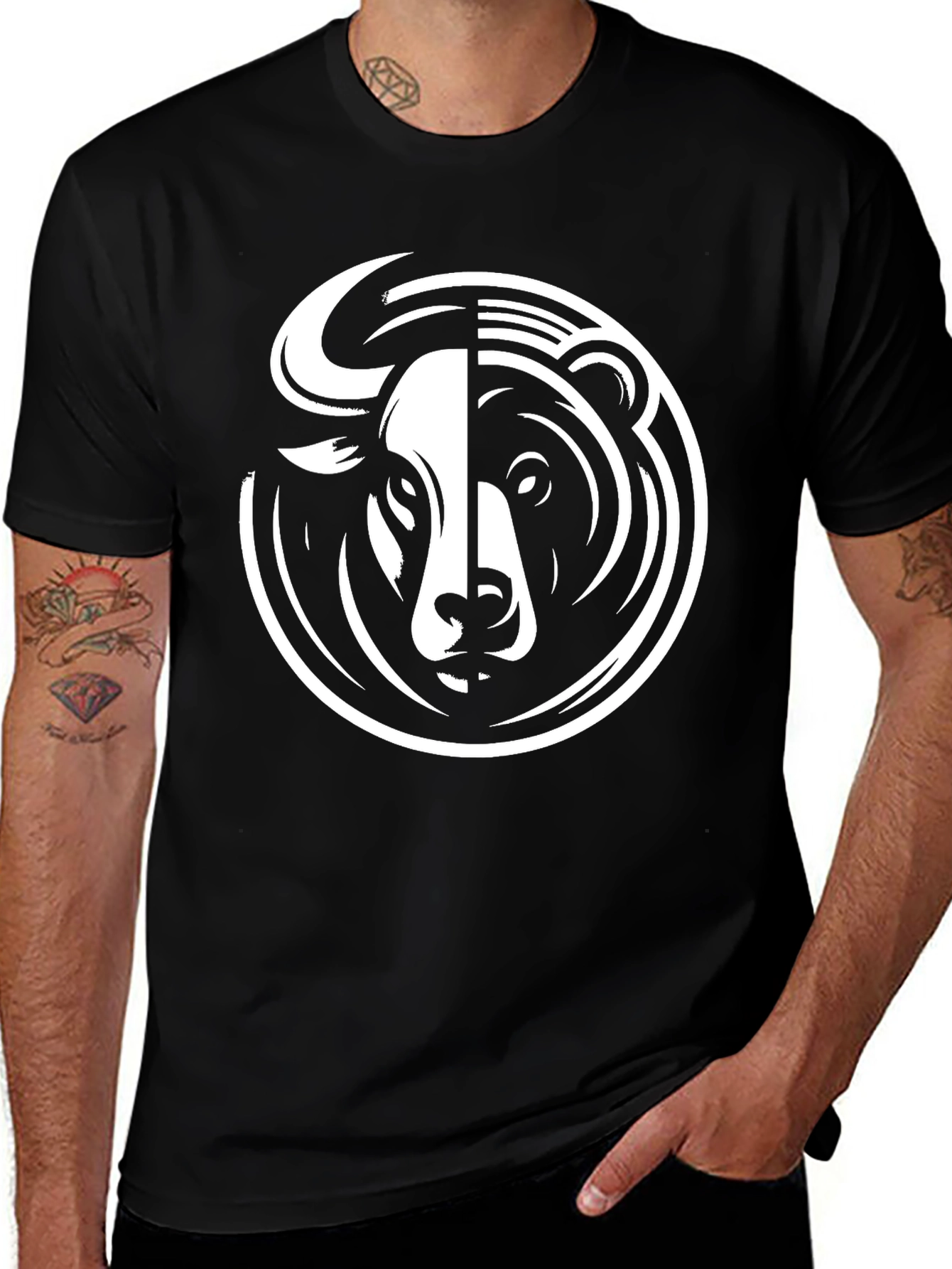 Bull and Bear Black Graphic Tee