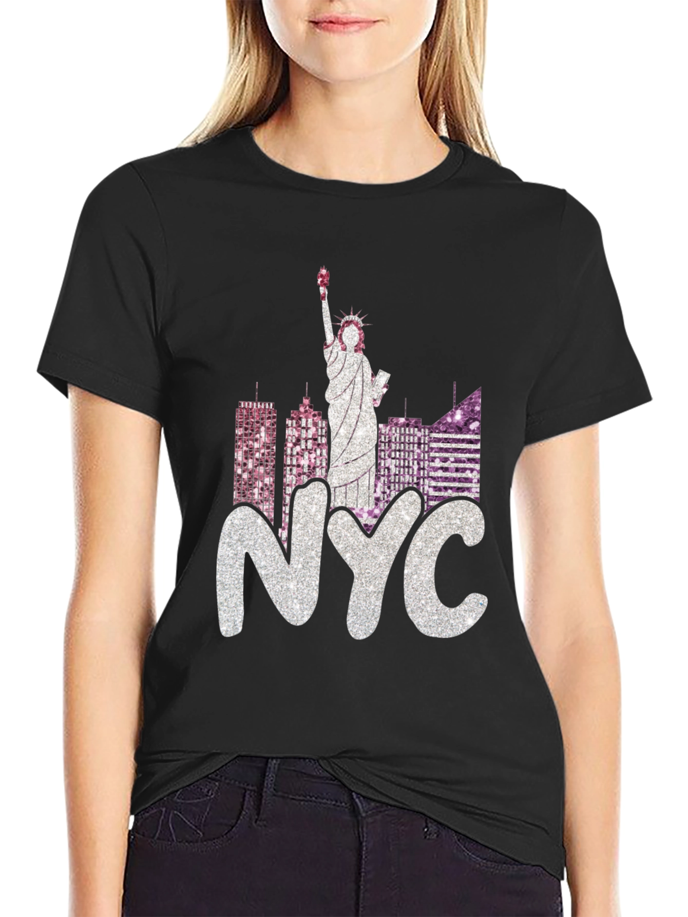 NYC Statue of Liberty Graphic Tee - Black