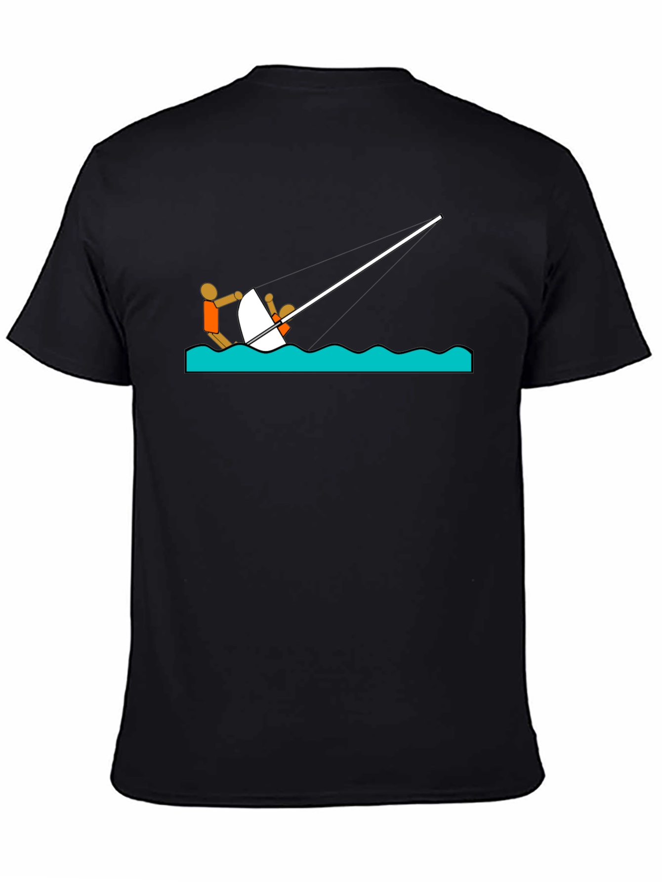 Black Sailing Tee - Stick Figure Design