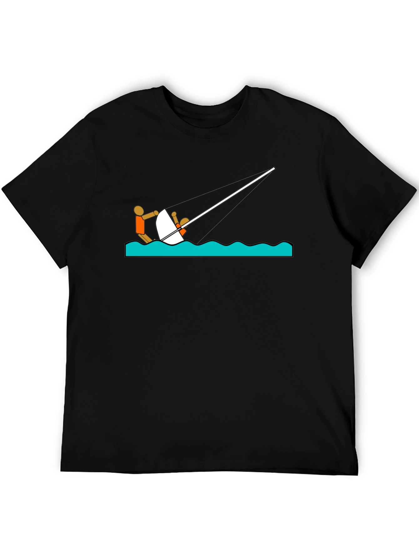 Black Sailing Tee - Stick Figure Design