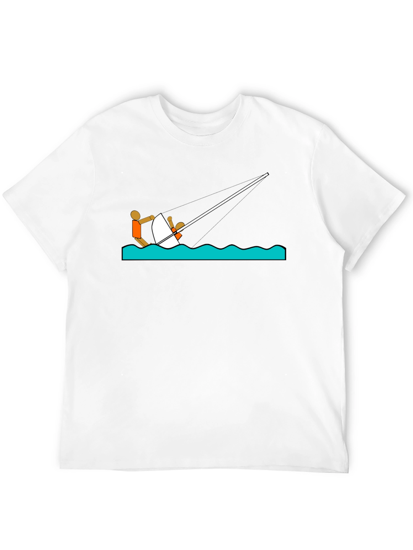 Black Sailing Tee - Stick Figure Design