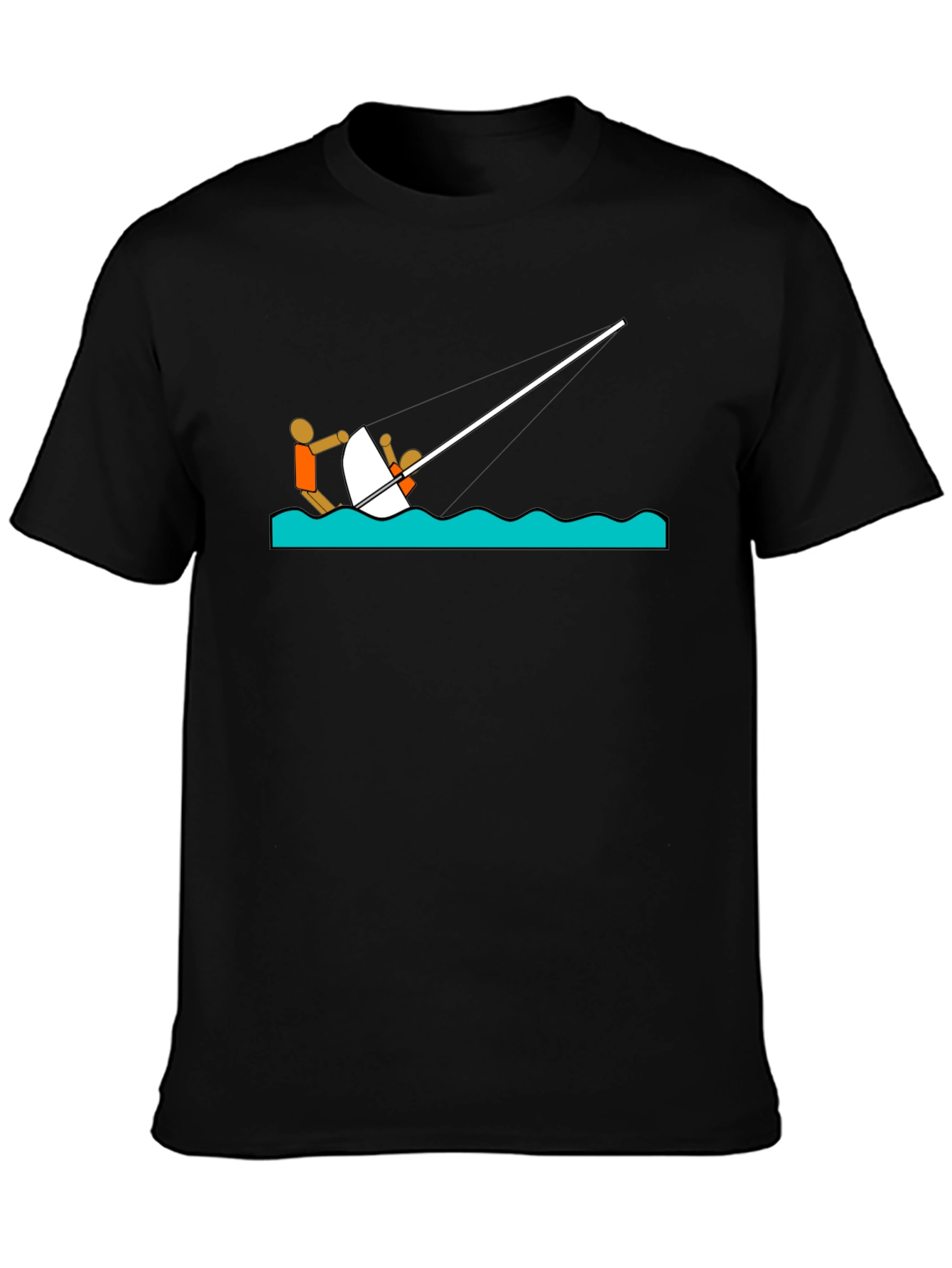 Black Sailing Tee - Stick Figure Design