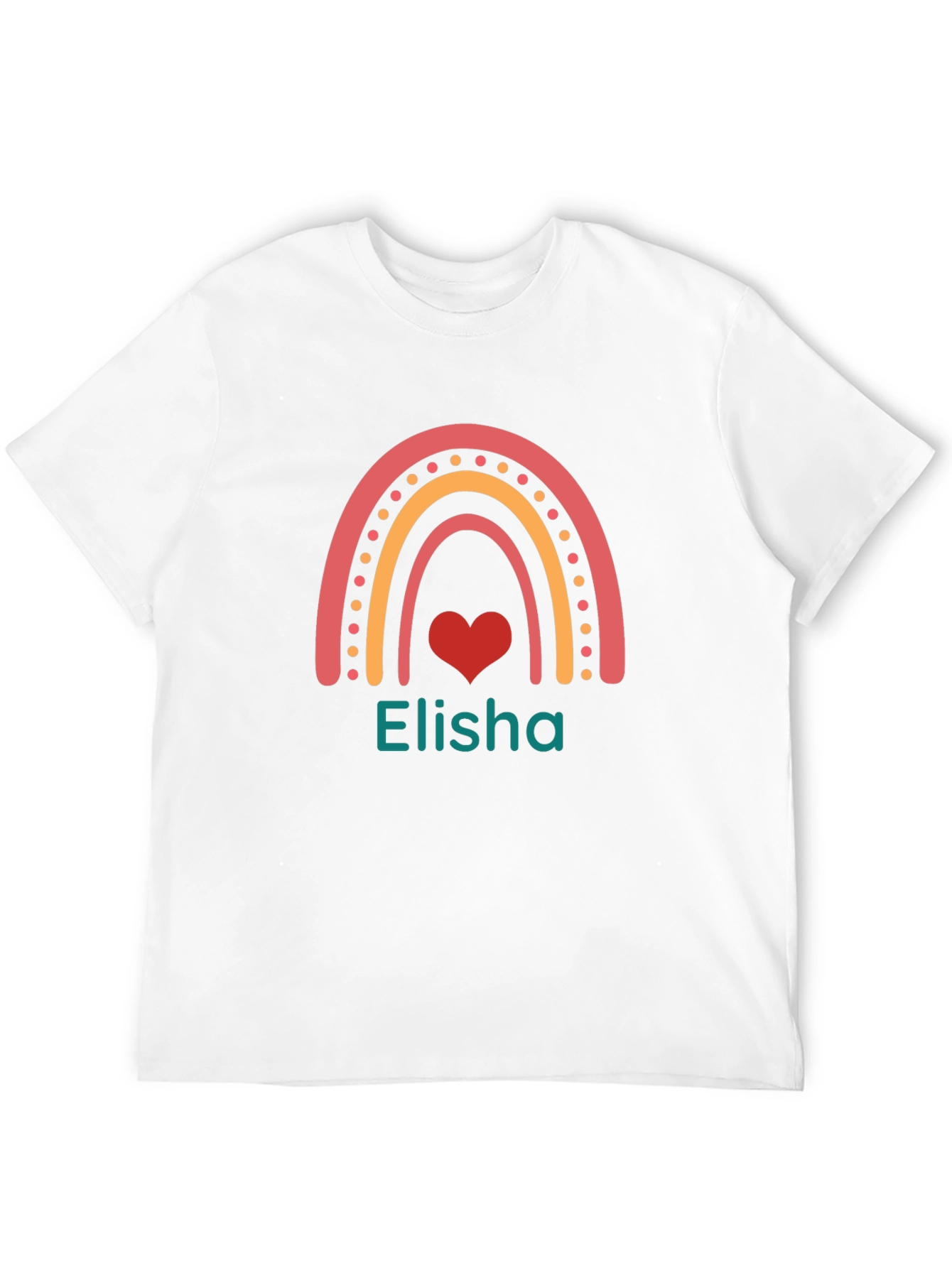 Personalized Elisha Rainbow Heart T-Shirt