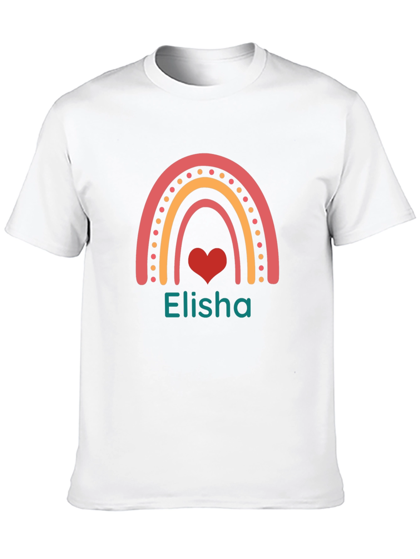 Personalized Elisha Rainbow Heart T-Shirt
