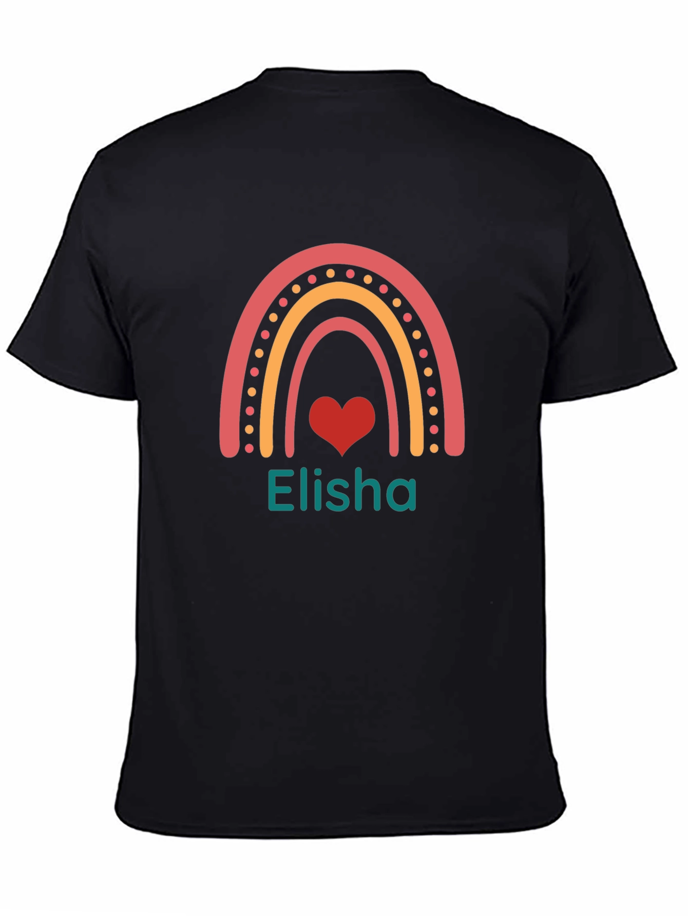 Personalized Elisha Rainbow Heart T-Shirt
