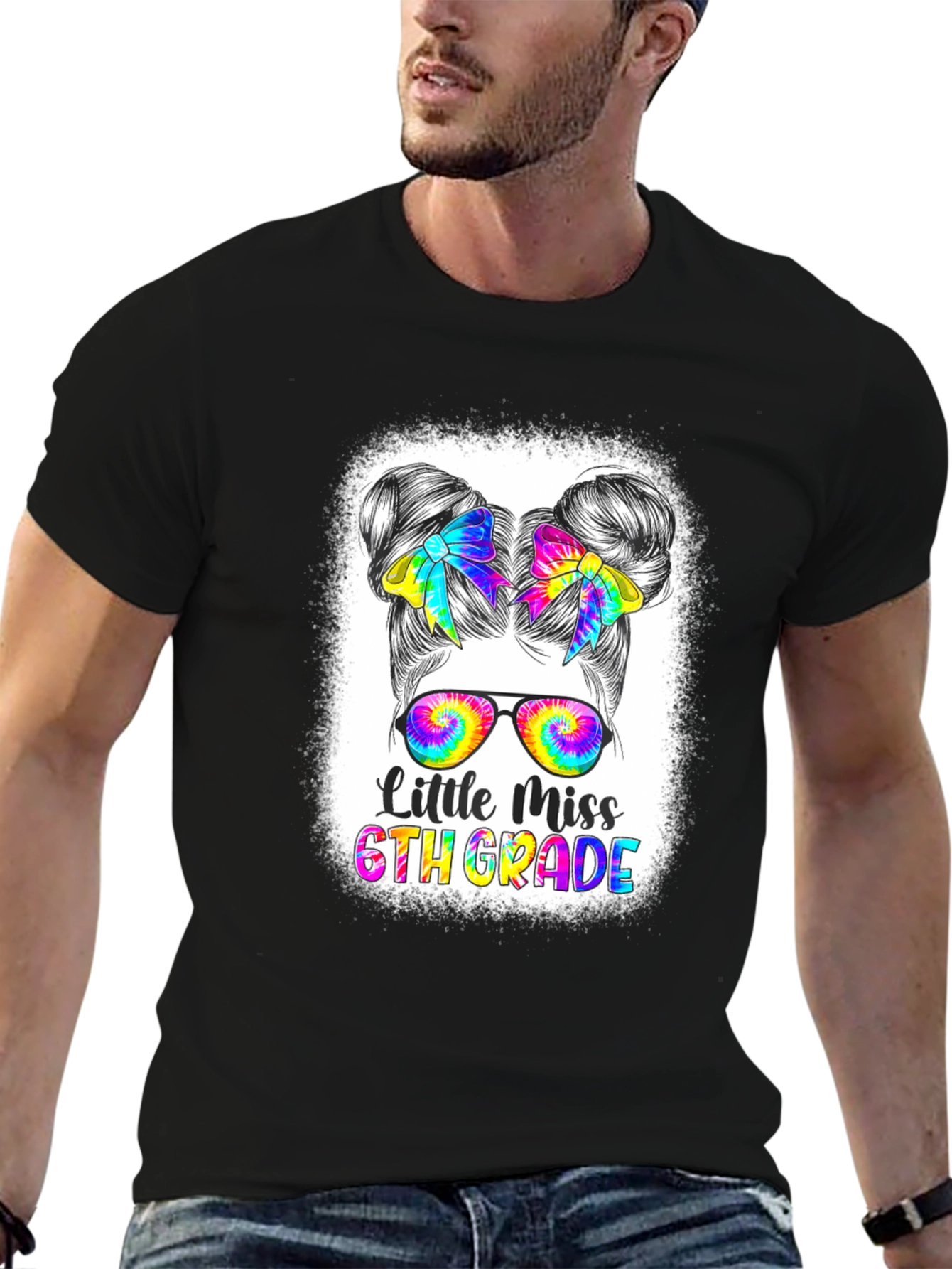 Little Miss 6th Grade Tie-Dye Graphic T-Shirt