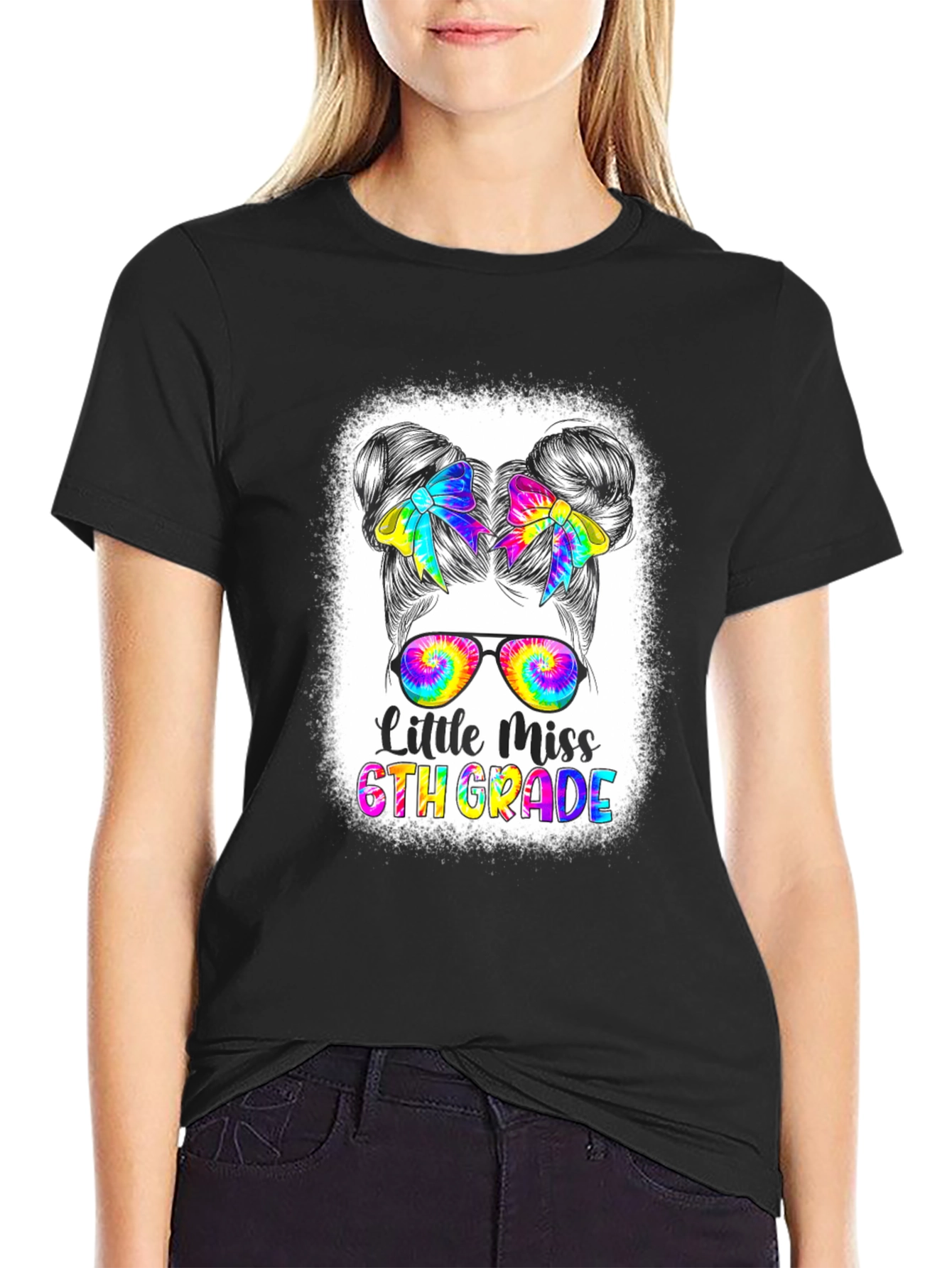 Little Miss 6th Grade Tie-Dye Graphic T-Shirt