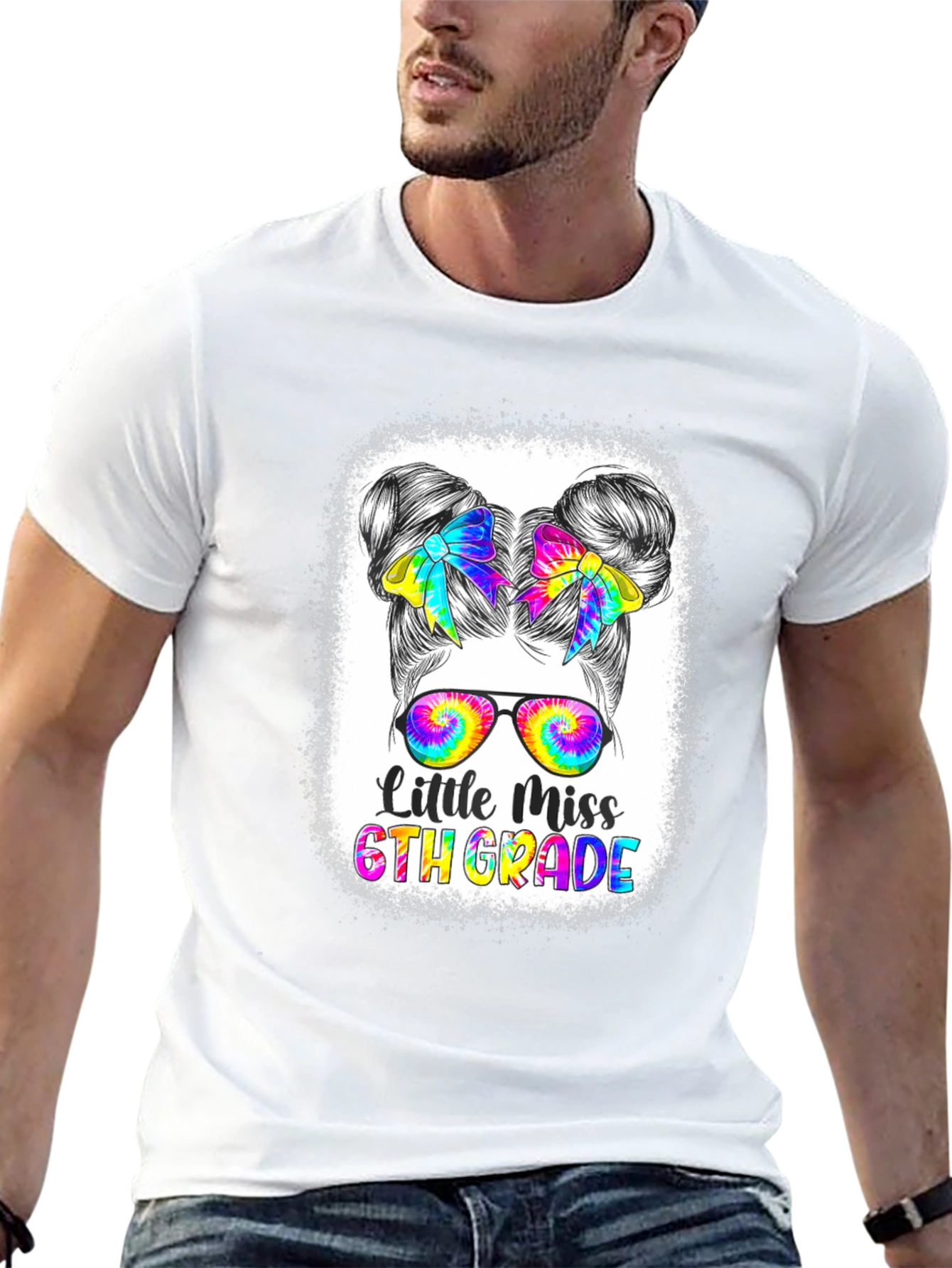 Little Miss 6th Grade Tie-Dye Graphic T-Shirt