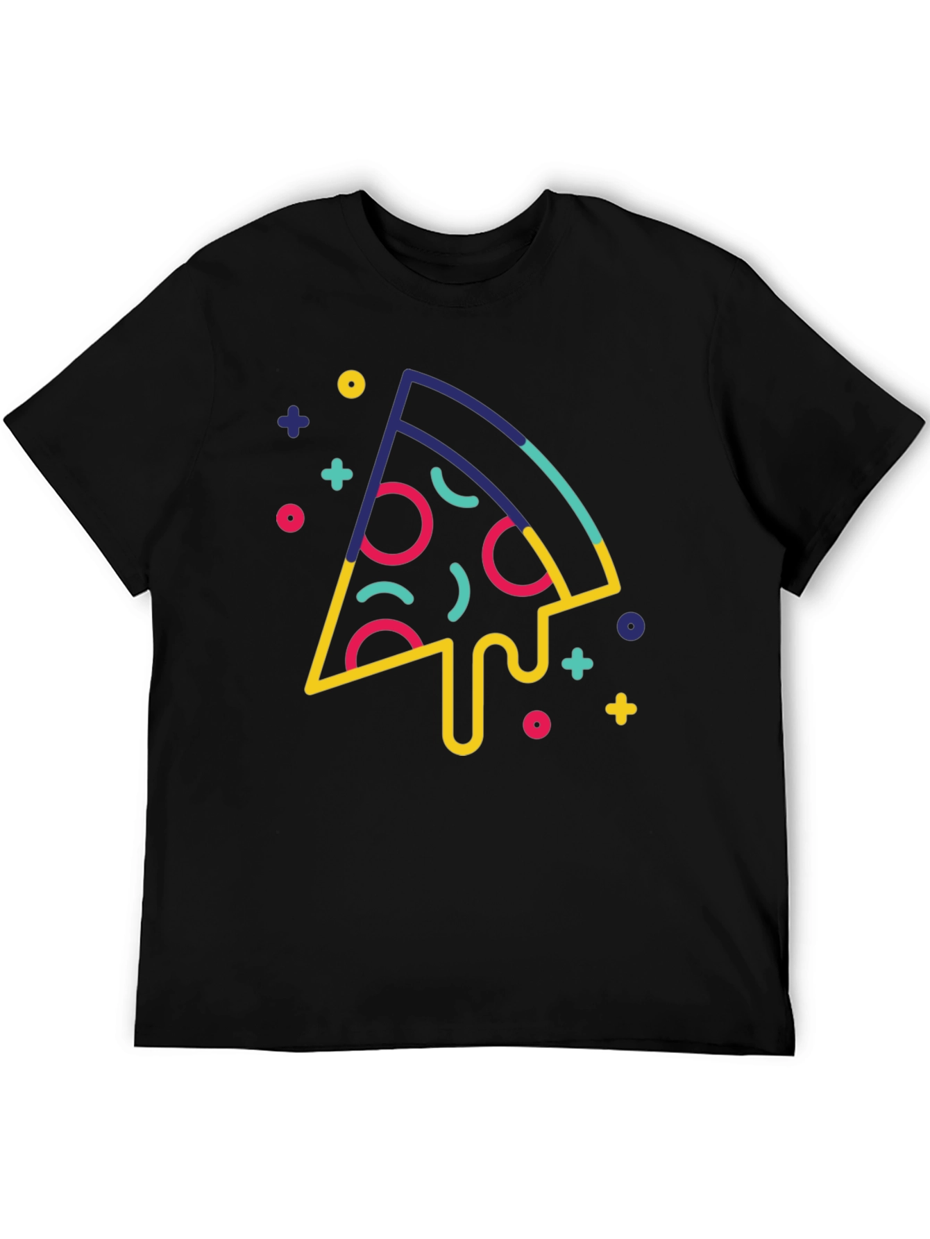 Funky Pizza Slice Graphic Black T-Shirt