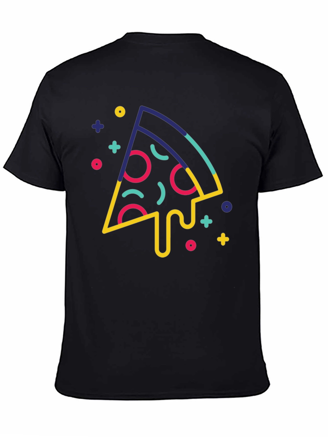 Funky Pizza Slice Graphic Black T-Shirt