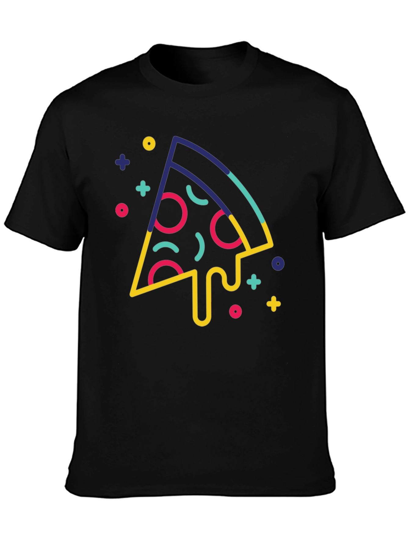 Funky Pizza Slice Graphic Black T-Shirt
