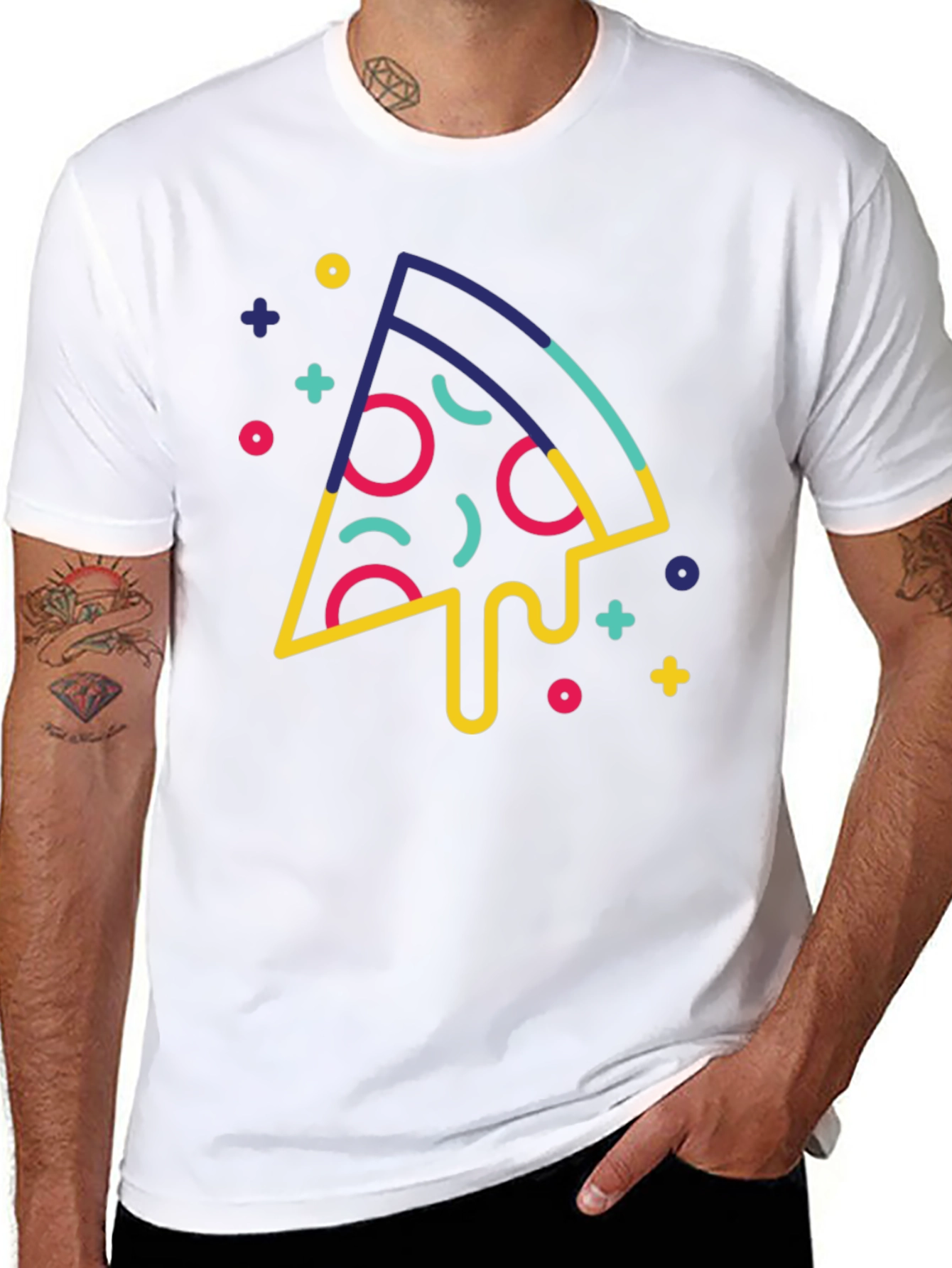 Funky Pizza Slice Graphic Black T-Shirt