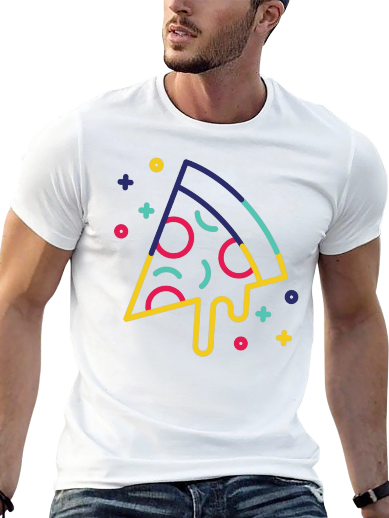 Funky Pizza Slice Graphic Black T-Shirt