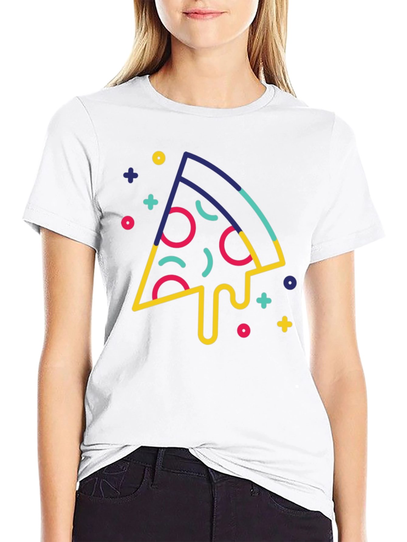 Funky Pizza Slice Graphic Black T-Shirt