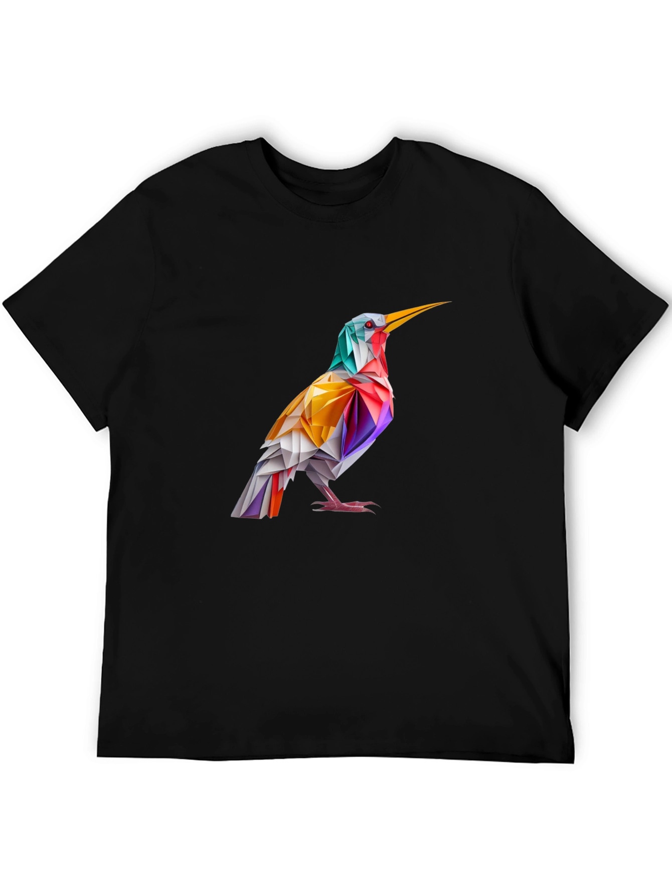 Abstract Bird Graphic Black T-Shirt