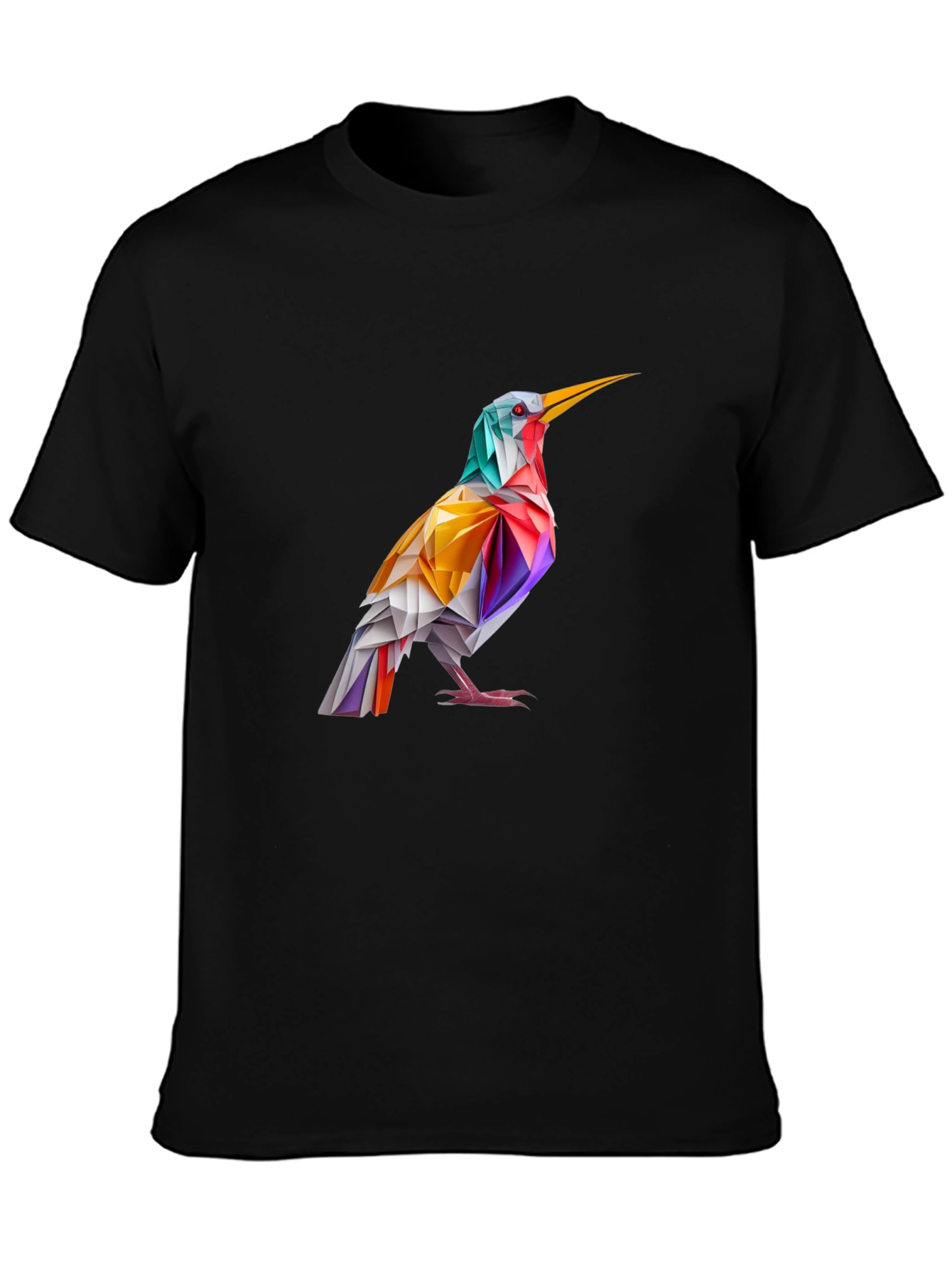 Abstract Bird Graphic Black T-Shirt