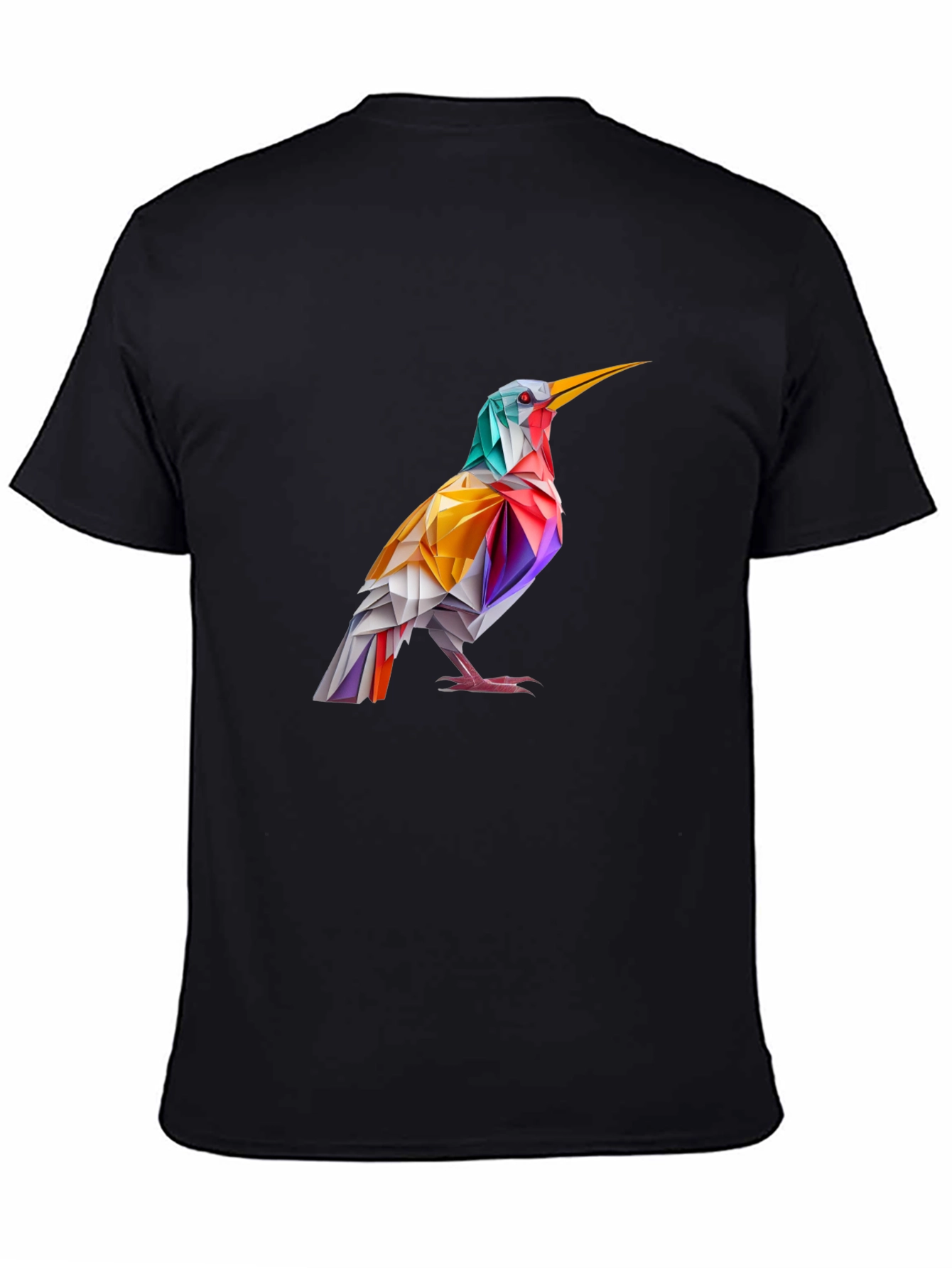Abstract Bird Graphic Black T-Shirt
