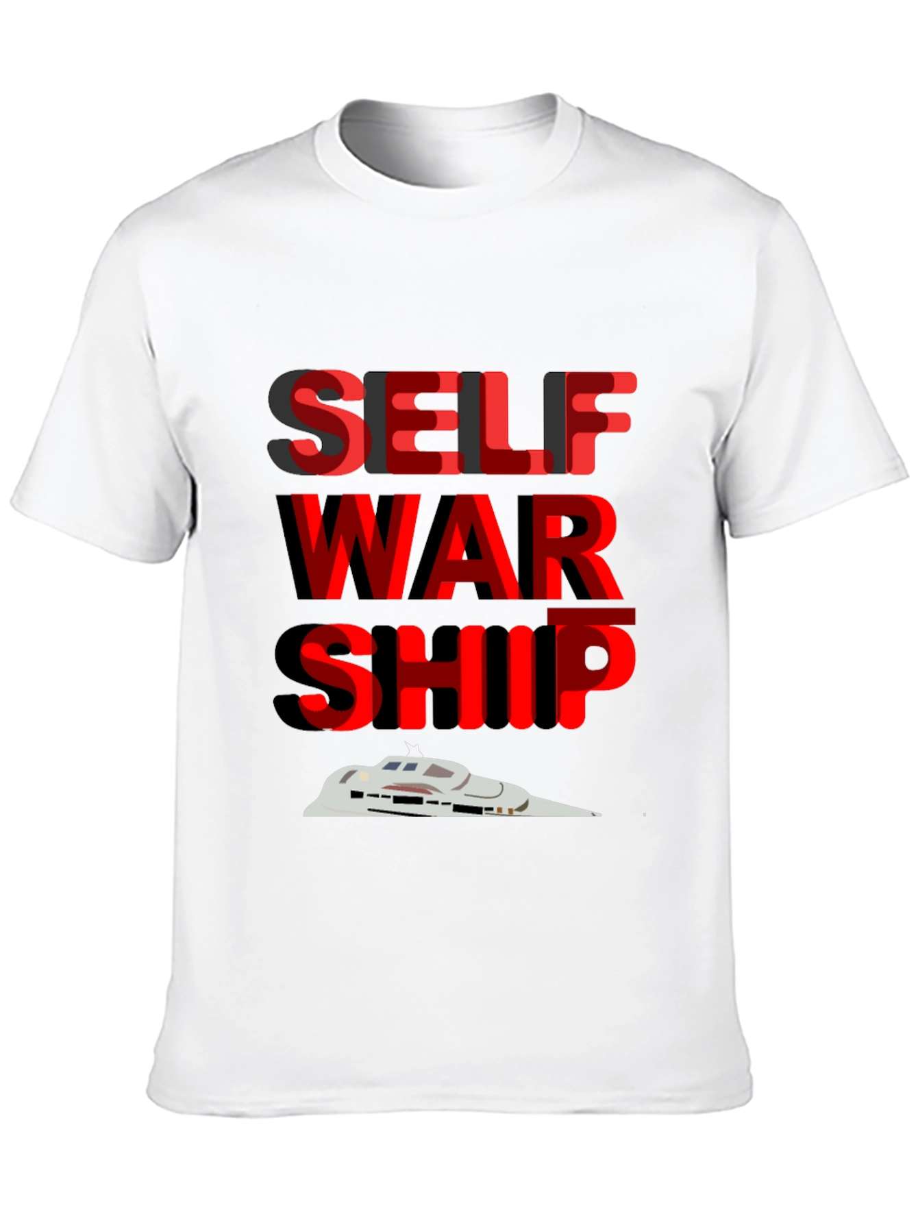 Self War Ship Graphic Tee - Cool Sci-Fi Design