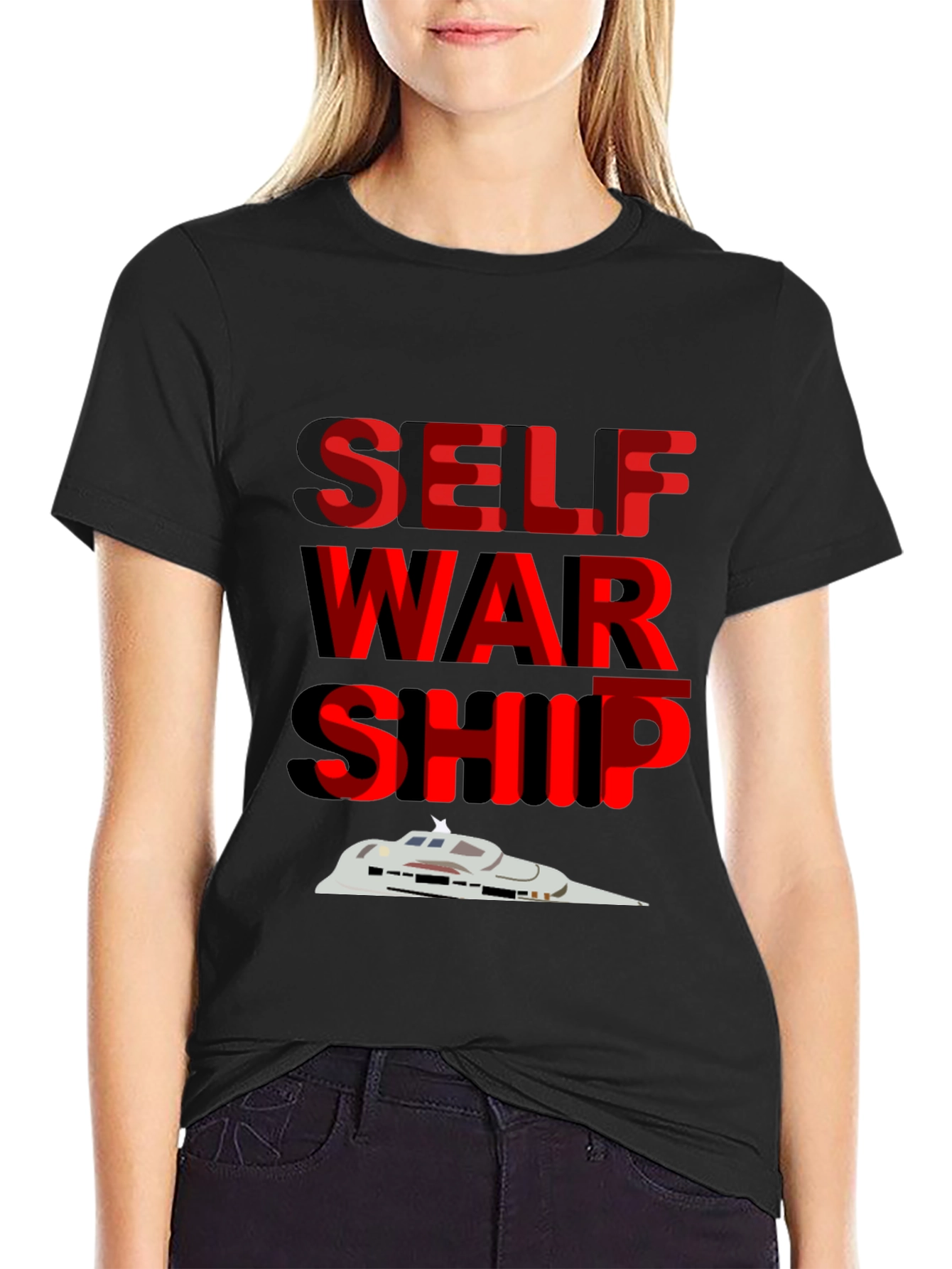 Self War Ship Graphic Tee - Cool Sci-Fi Design