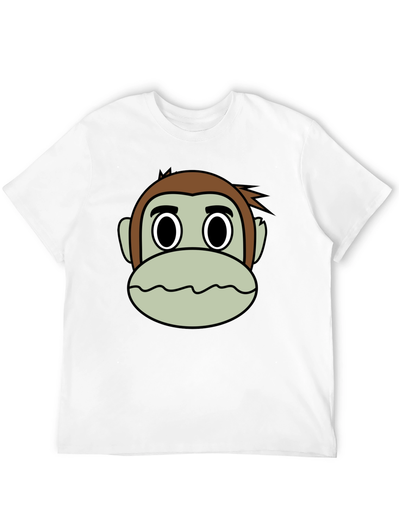 Cartoon Monkey Face Black T-Shirt