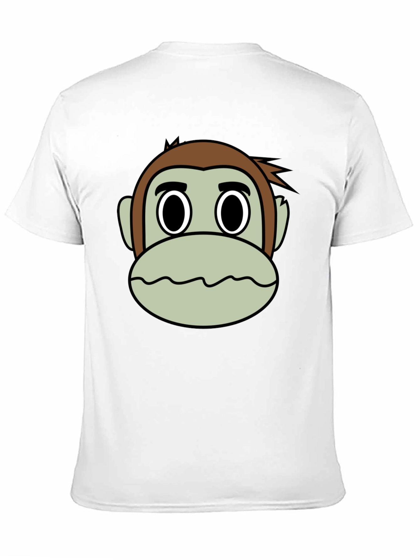 Cartoon Monkey Face Black T-Shirt