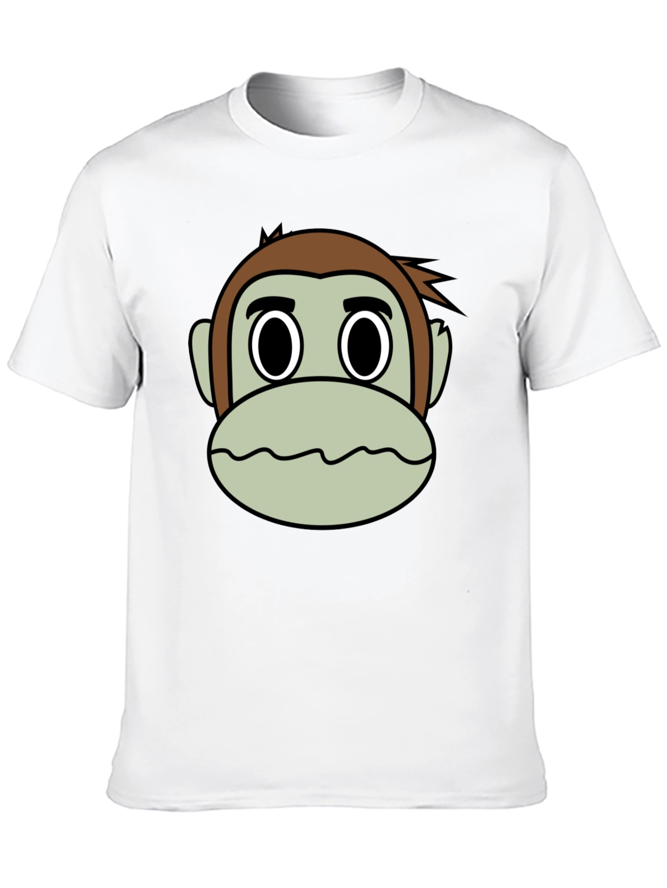 Cartoon Monkey Face Black T-Shirt