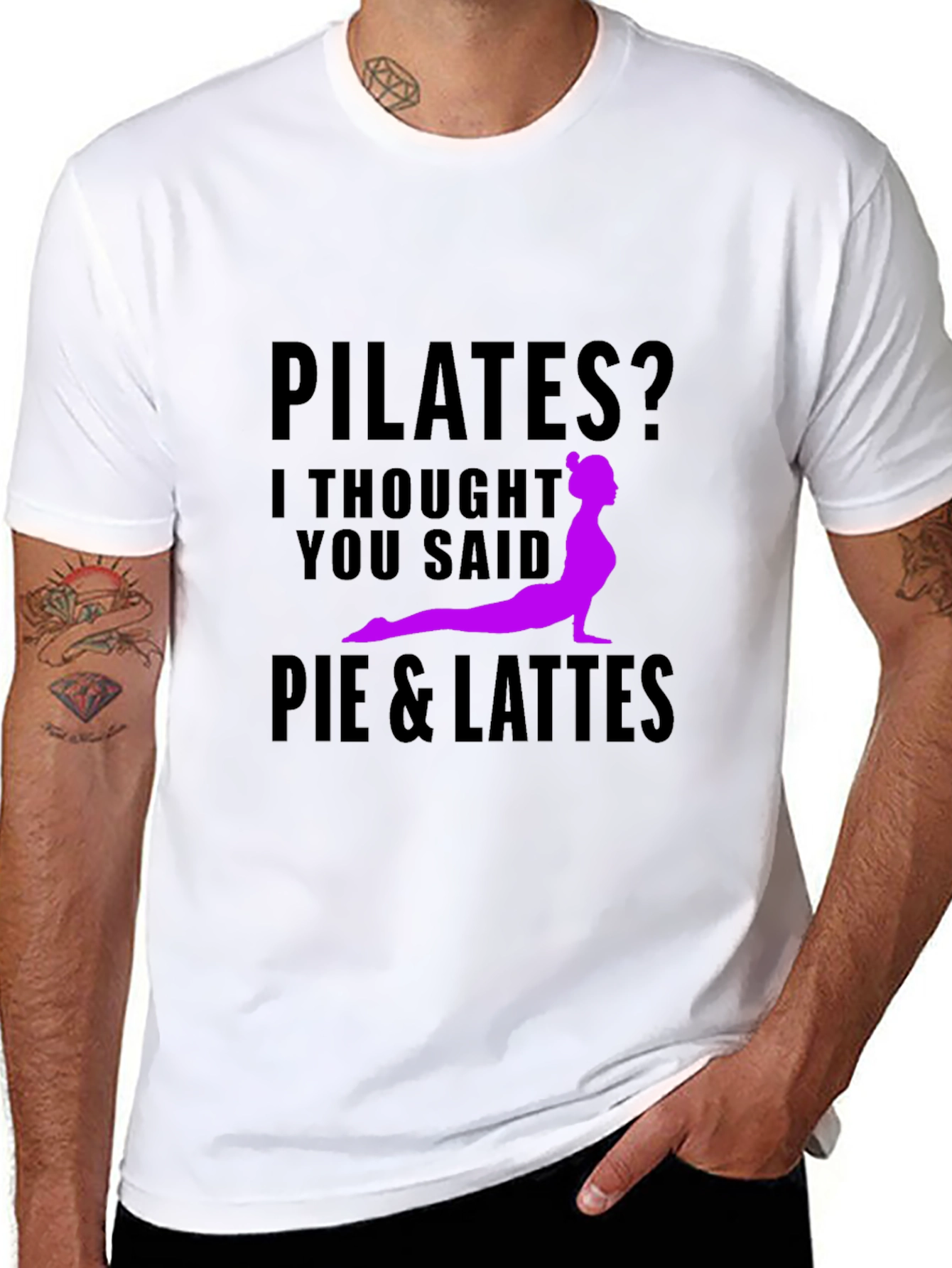 Pilates Pie & Lattes Funny Black T-Shirt