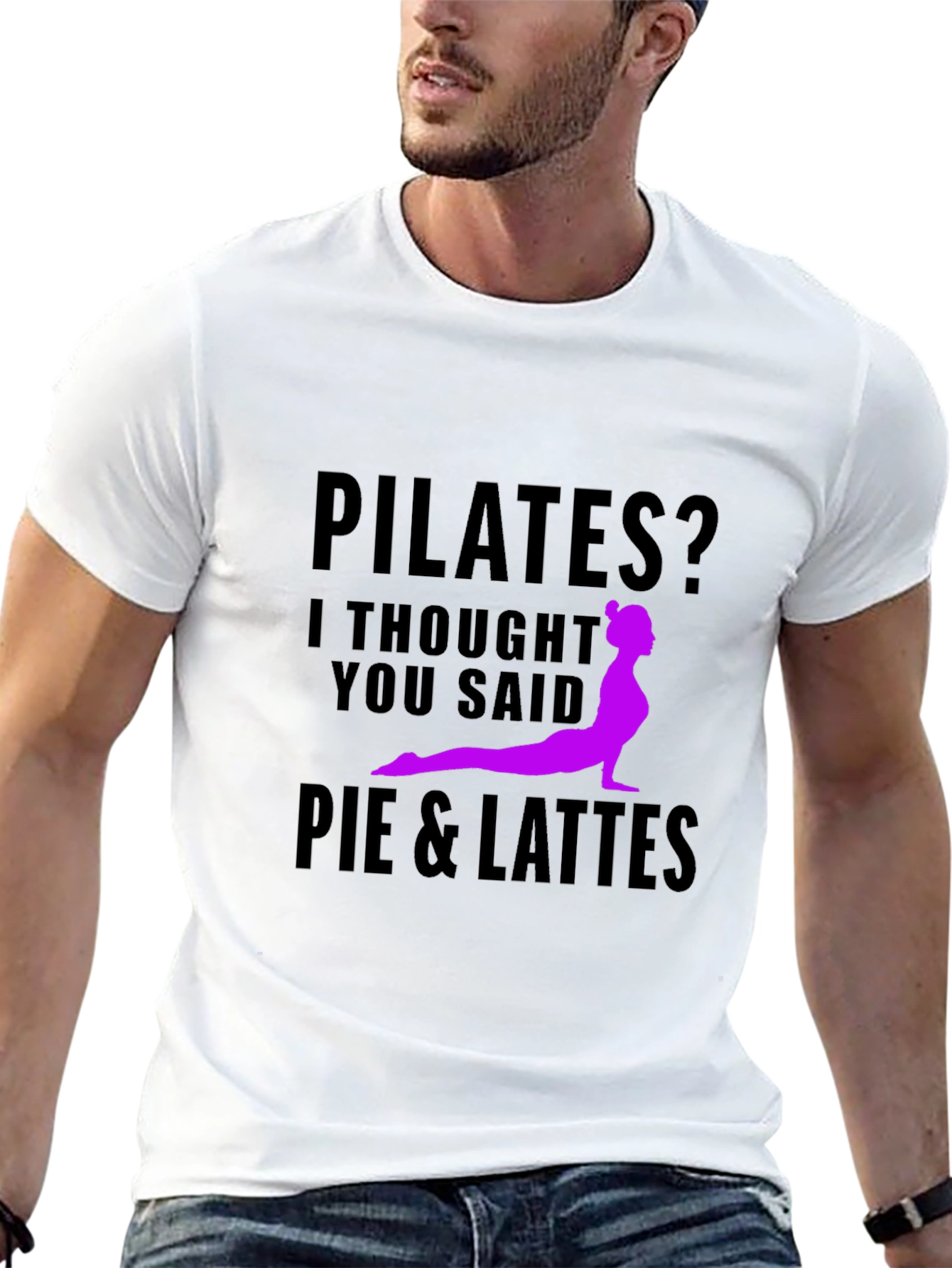 Pilates Pie & Lattes Funny Black T-Shirt