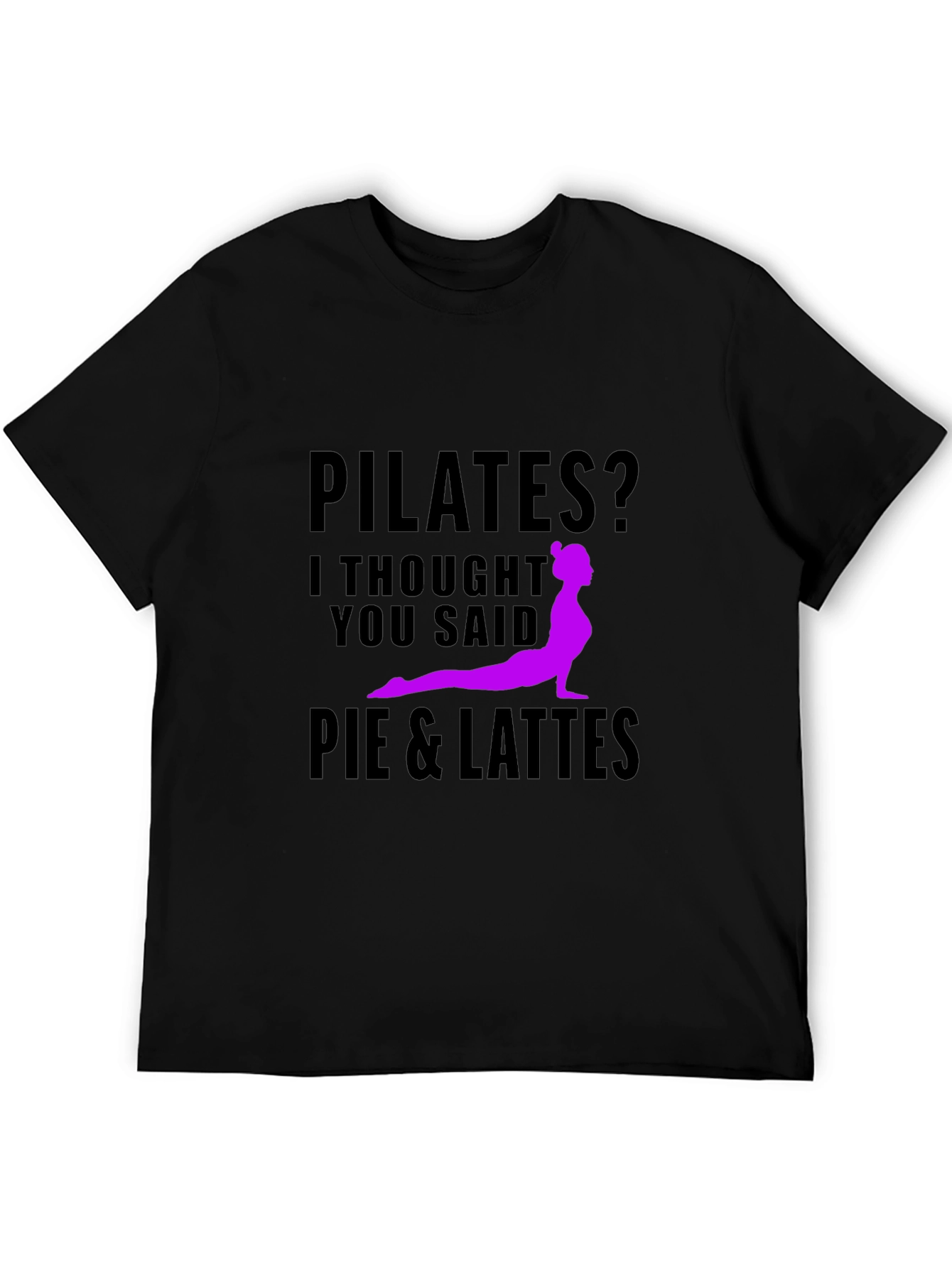 Pilates Pie & Lattes Funny Black T-Shirt