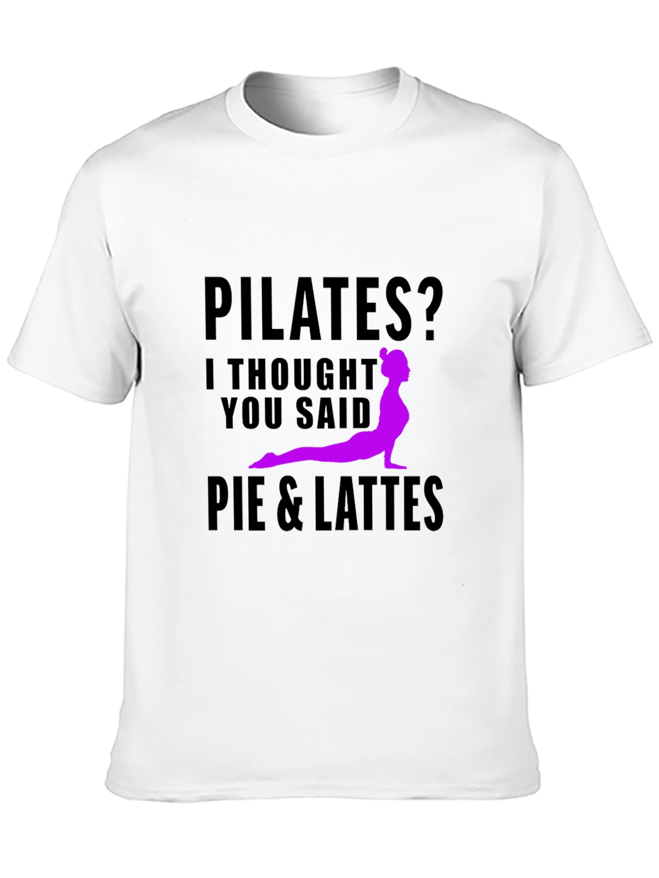Pilates Pie & Lattes Funny Black T-Shirt