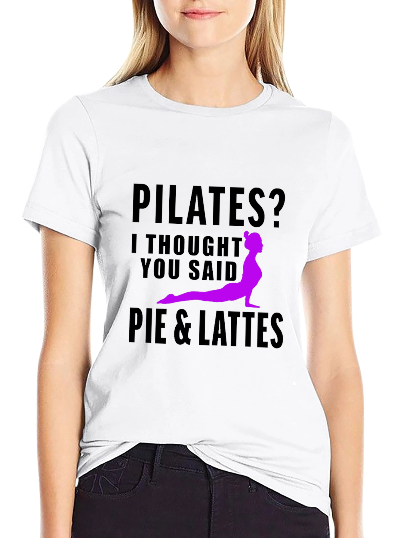 Pilates Pie & Lattes Funny Black T-Shirt
