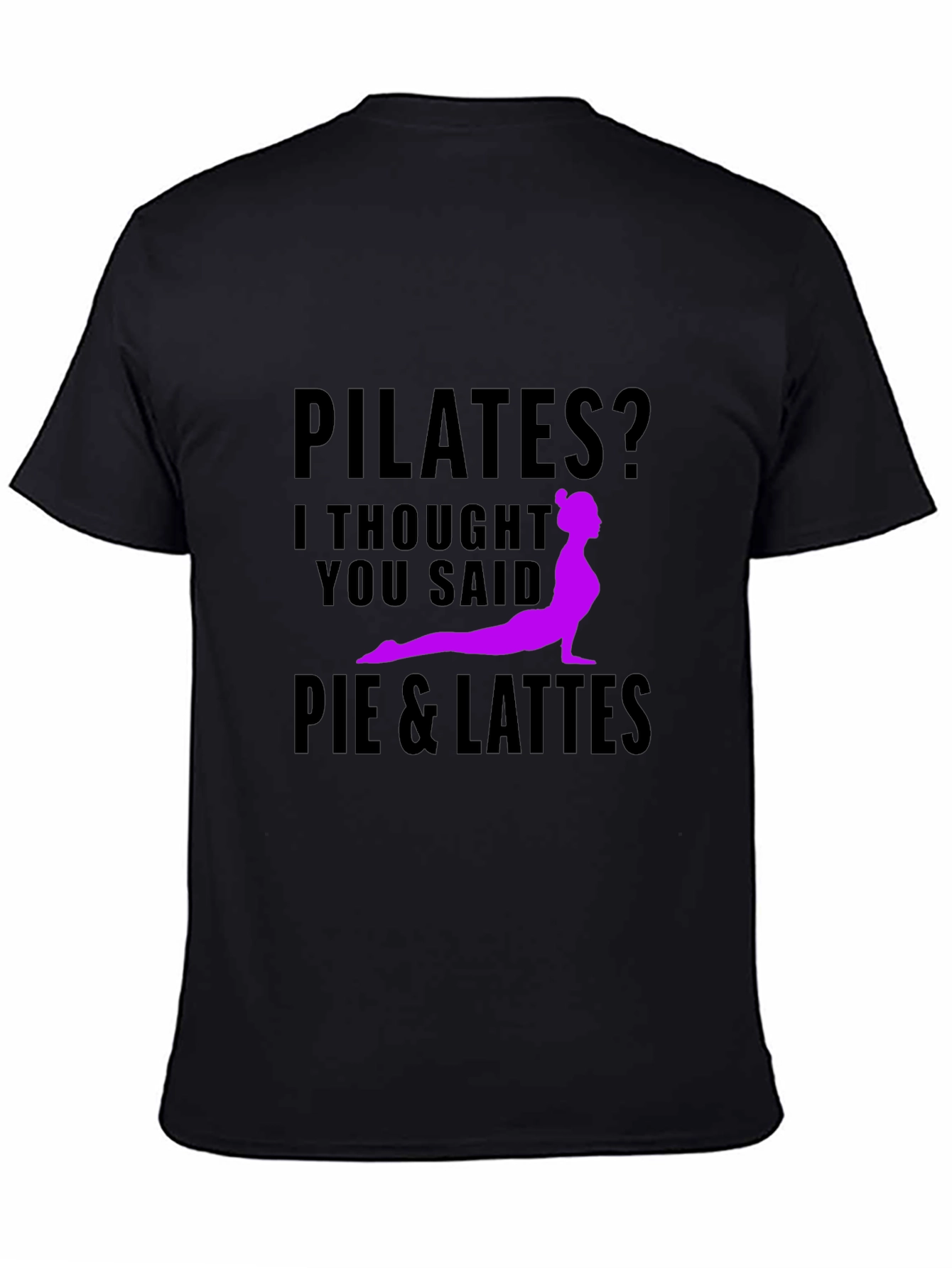 Pilates Pie & Lattes Funny Black T-Shirt