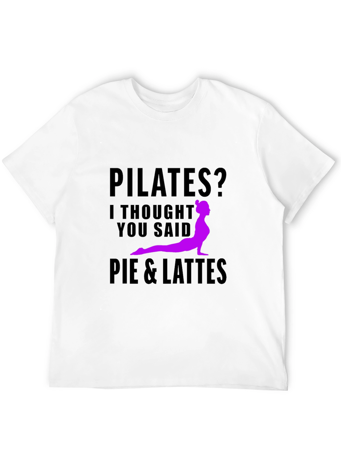 Pilates Pie & Lattes Funny Black T-Shirt