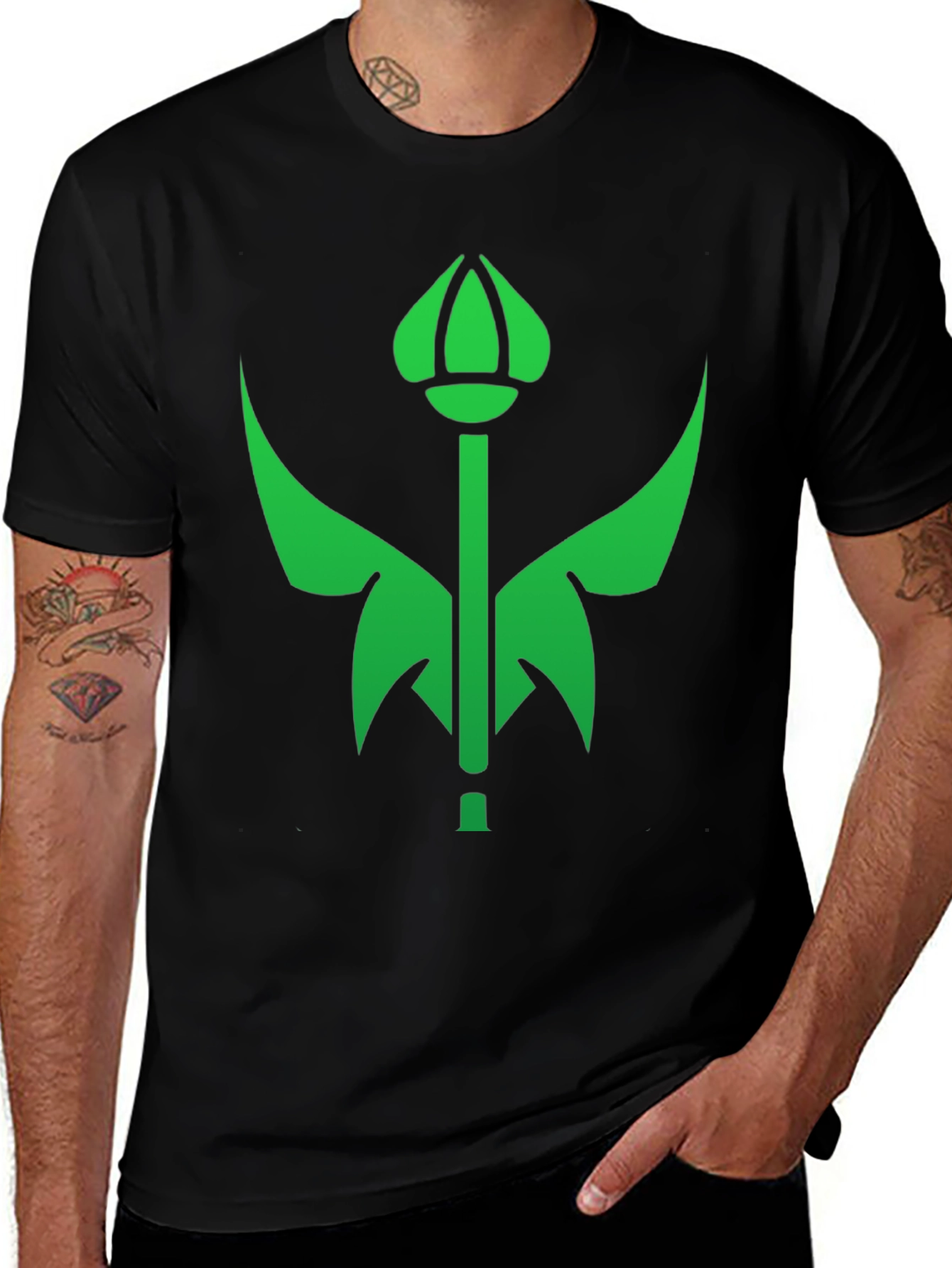 Green Emblem Black T-Shirt
