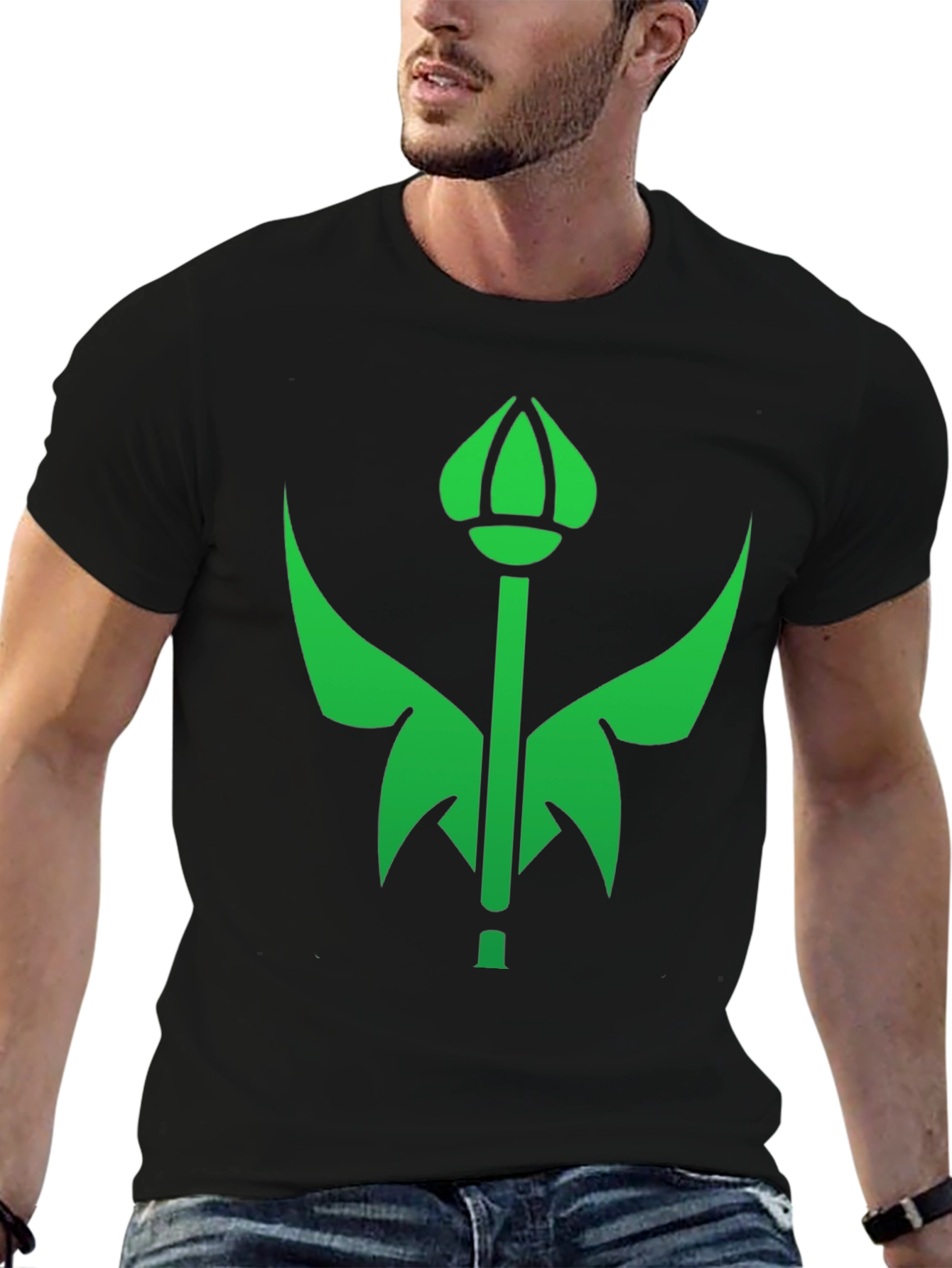 Green Emblem Black T-Shirt