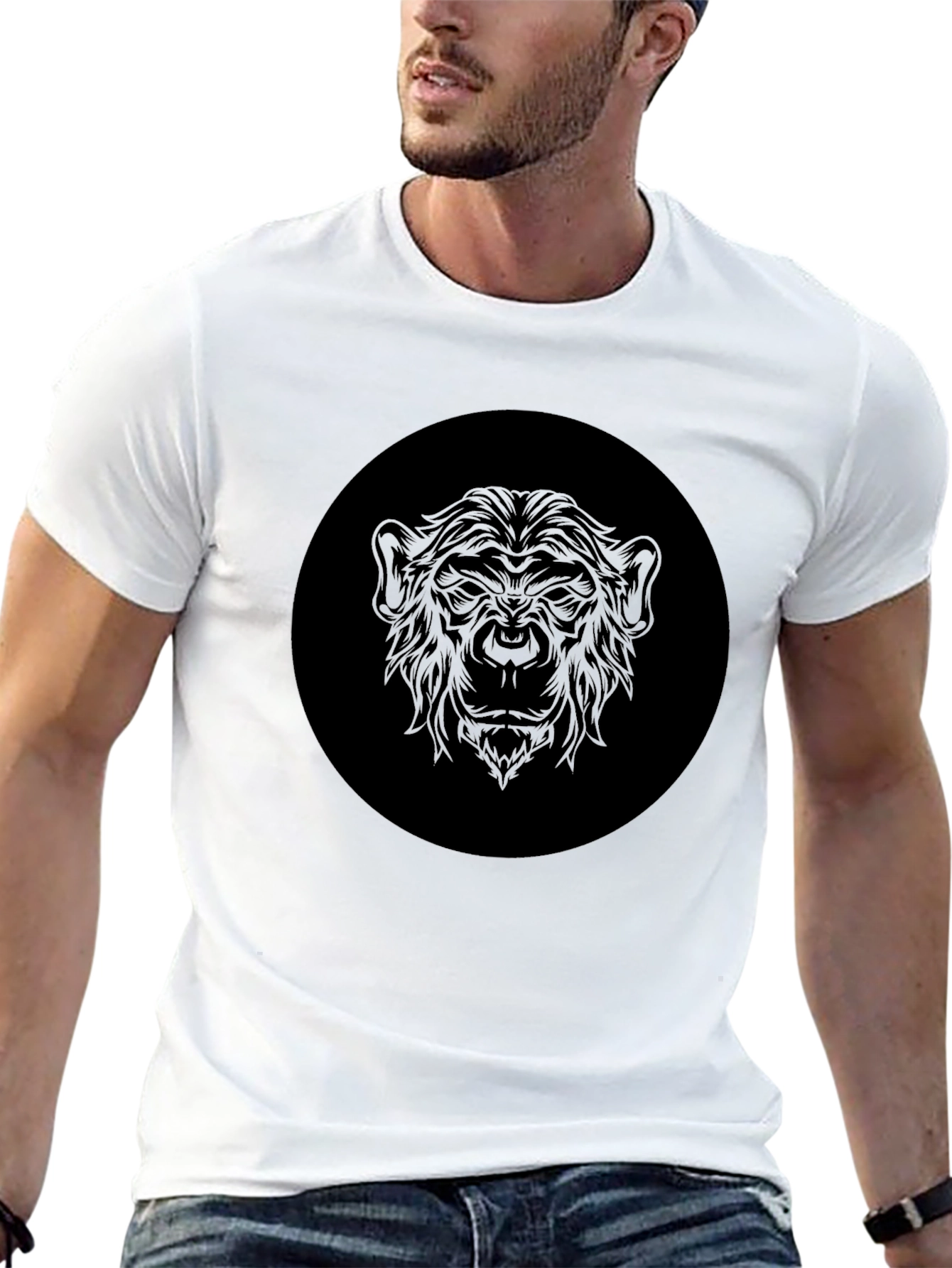 Mens Black Graphic T-Shirt - Monkey Design