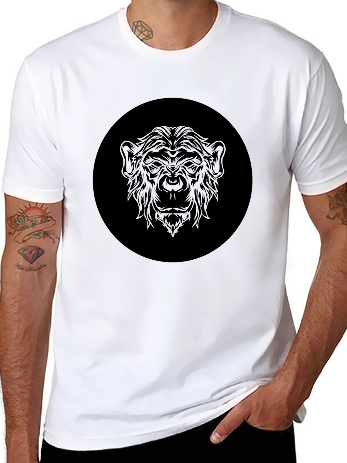 Mens Black Graphic T-Shirt - Monkey Design