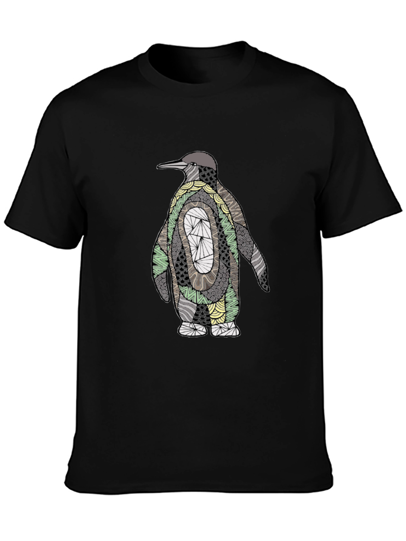 Abstract Penguin Graphic Tee - Black