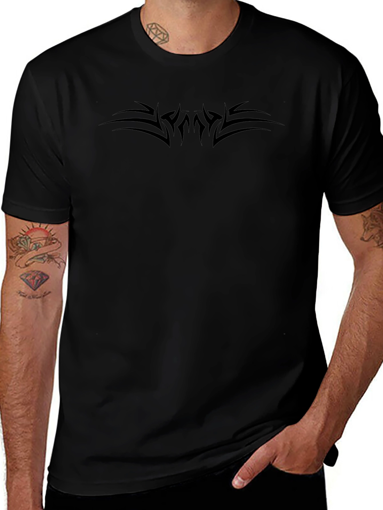 Mens Black Tribal Tattoo Graphic Tee
