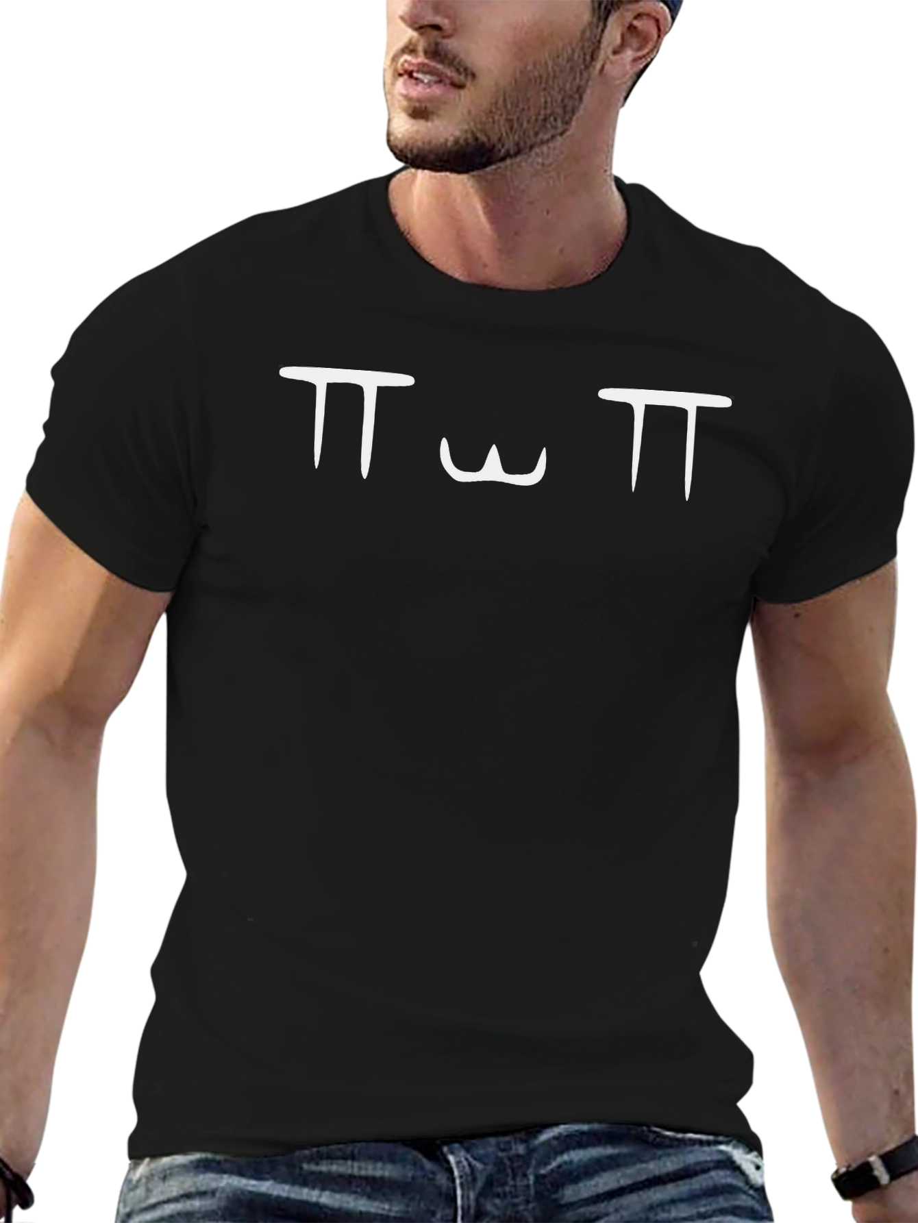 Black T-Shirt with OwO Face Design