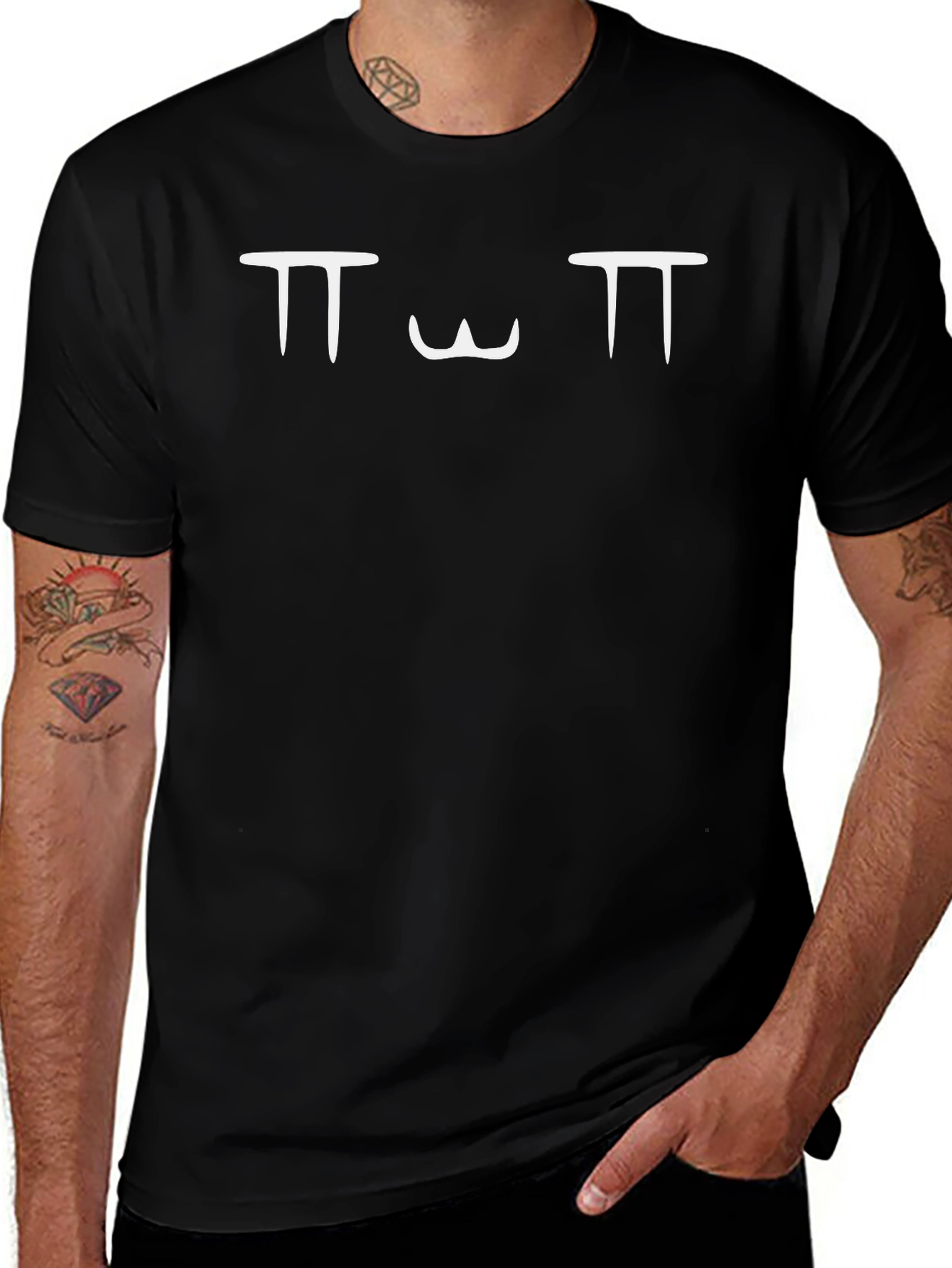 Black T-Shirt with OwO Face Design
