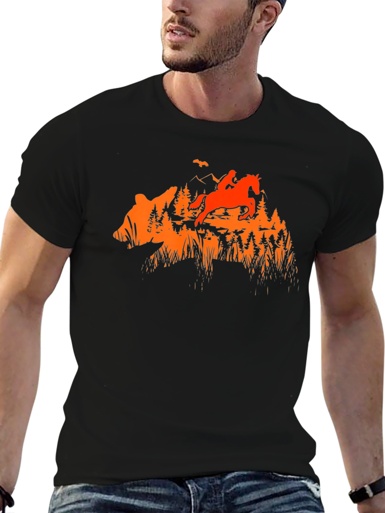 Bear Silhouette Rider Graphic Tee