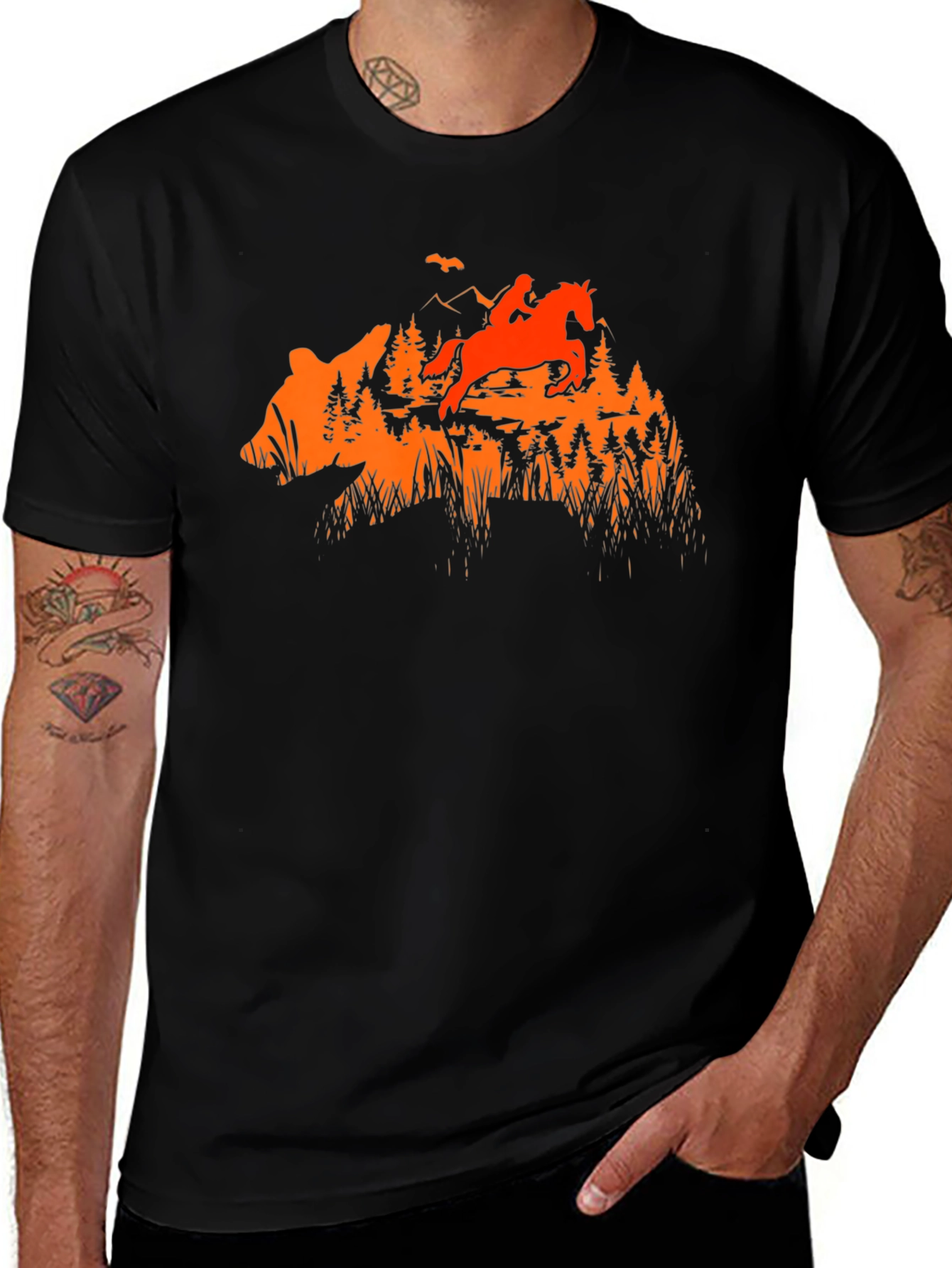 Bear Silhouette Rider Graphic Tee