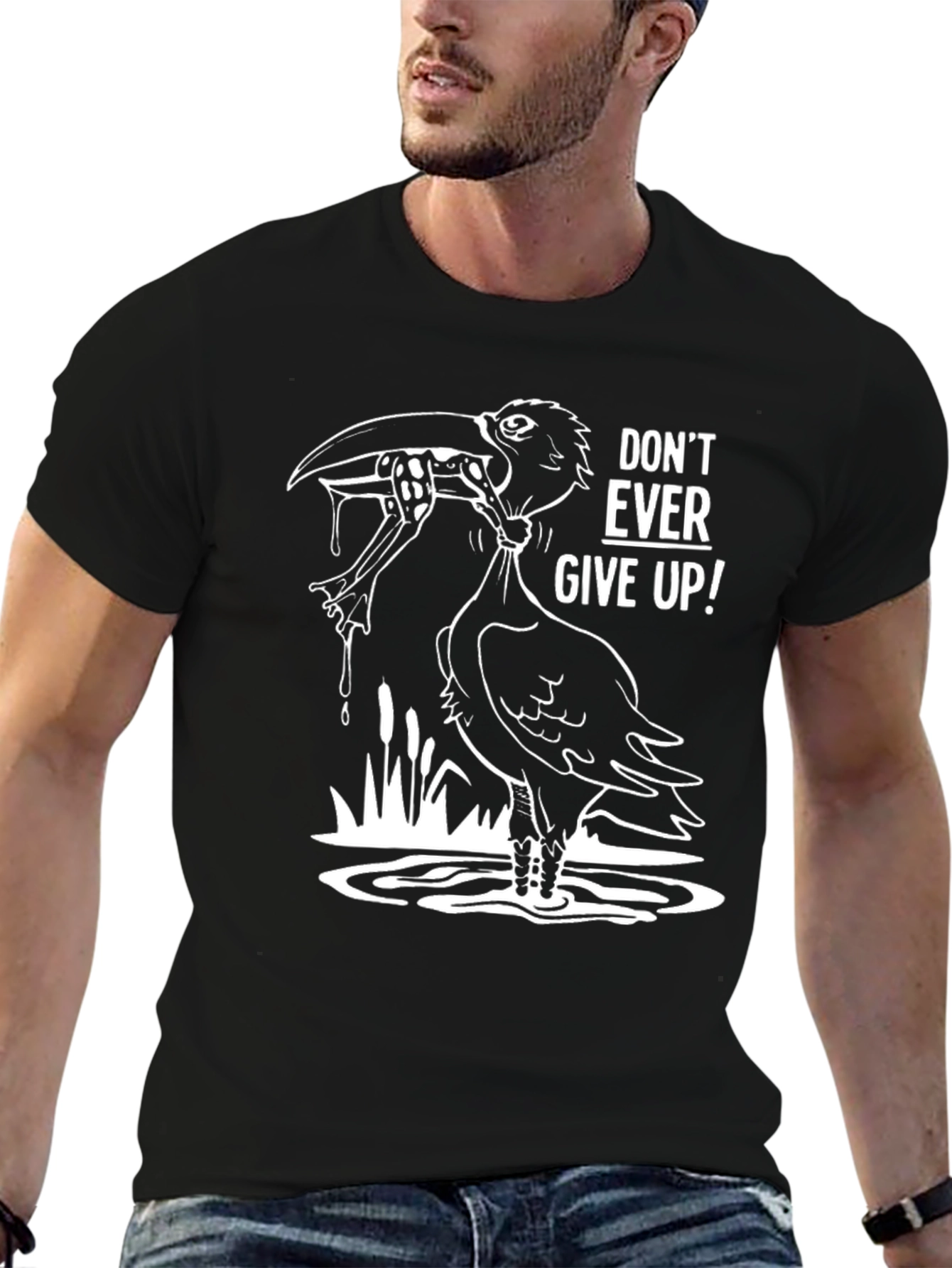 Never Give Up T-Shirt - Funny Bird Perseverance Tee