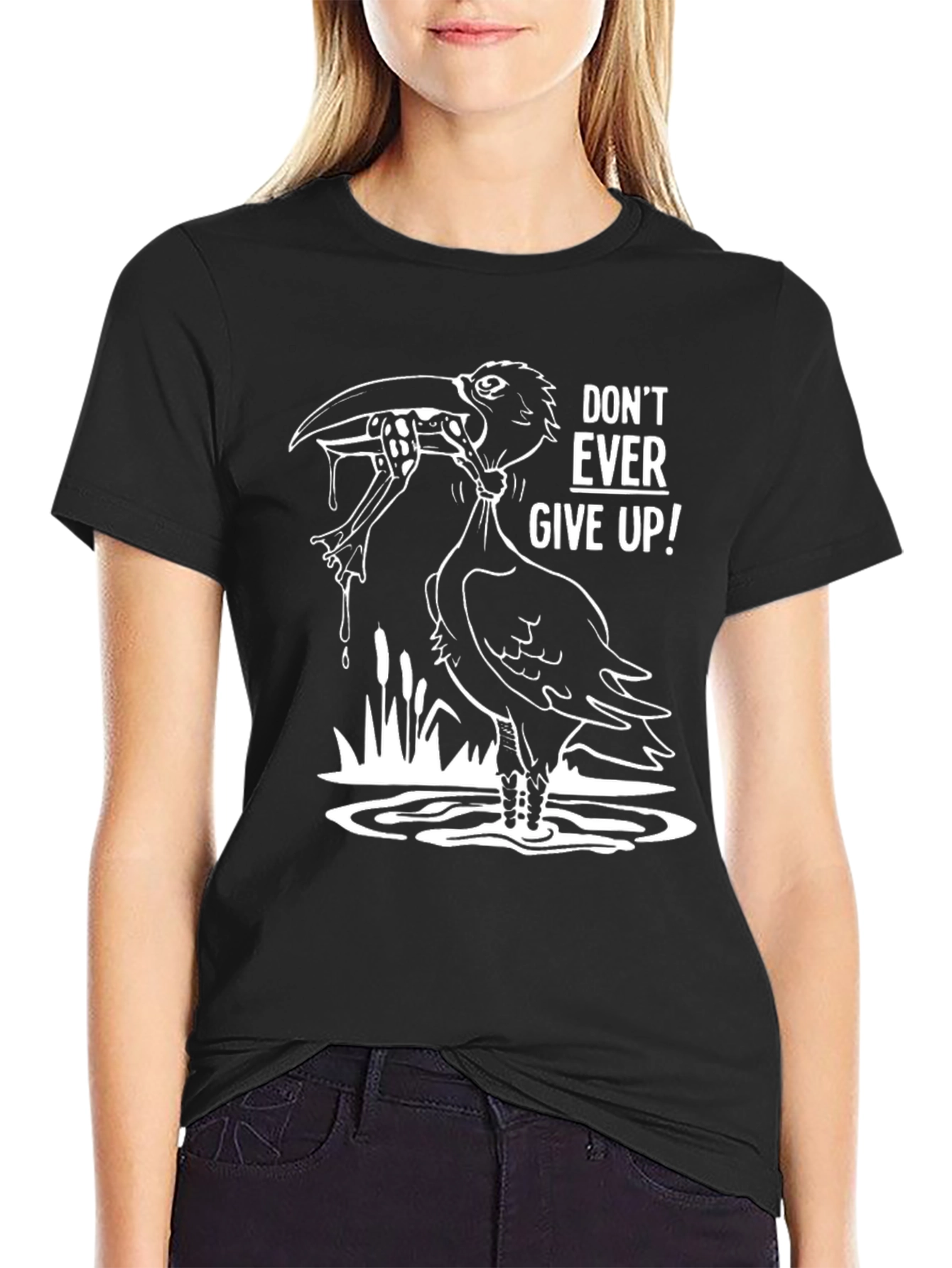 Never Give Up T-Shirt - Funny Bird Perseverance Tee