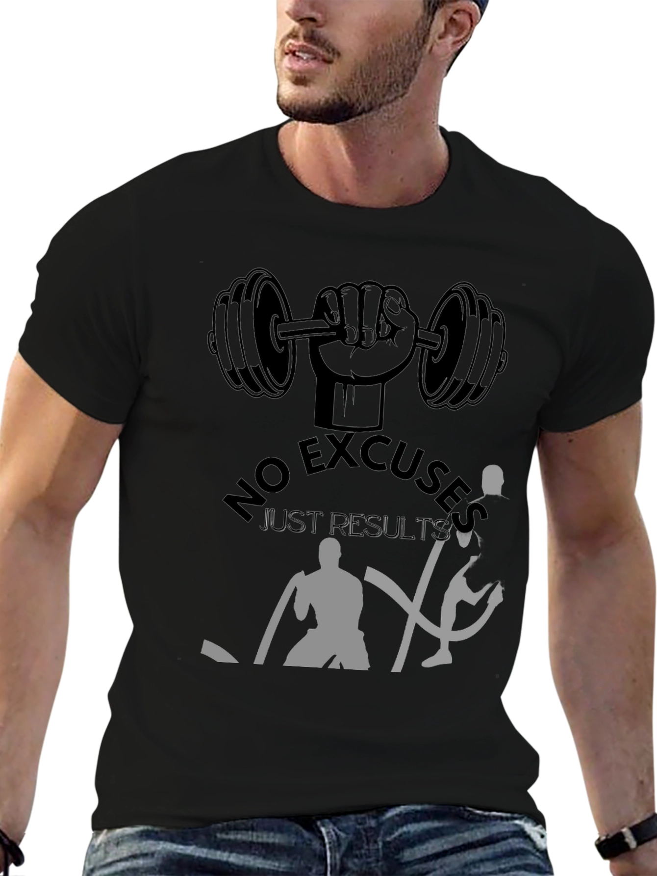 Motivational Workout T-Shirt - No Excuses Just Results